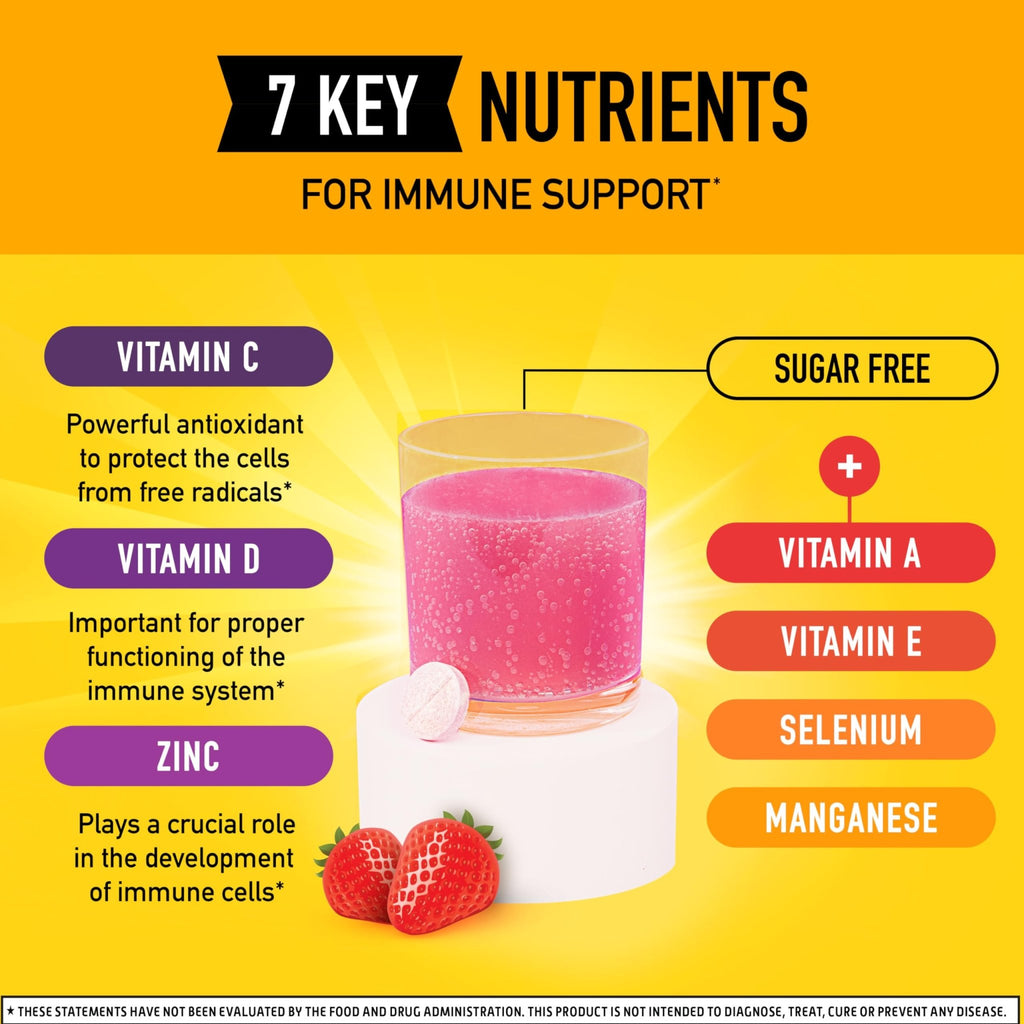 Vitamin C 1000mg (per serving) - Airborne Very Berry Effervescent Tablets (36 count in a box), Gluten-Free Immune Support Supplement, With Vitamins A C E, ZINC, Selenium, Echinacea & Ginger - TrustMedUSA