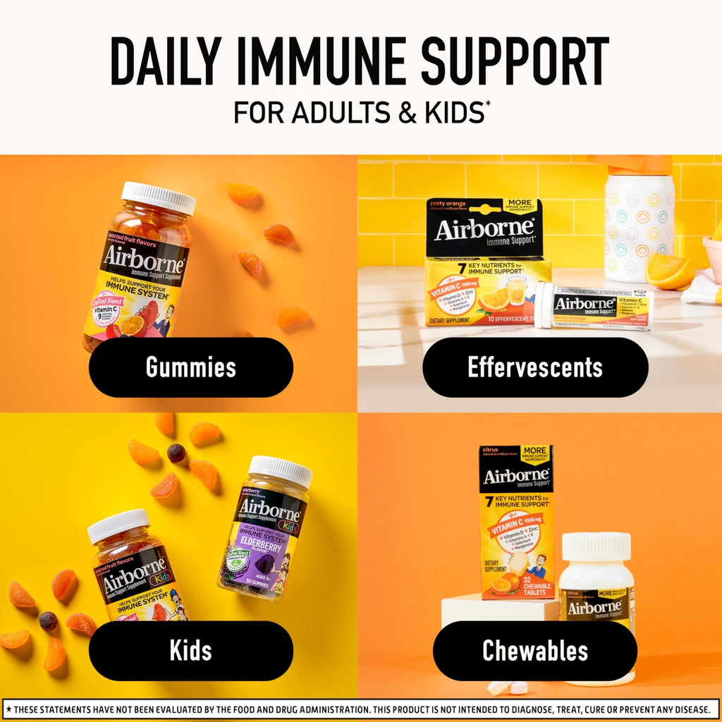 Vitamin C 1000mg (per serving) - Airborne Very Berry Effervescent Tablets (36 count in a box), Gluten-Free Immune Support Supplement, With Vitamins A C E, ZINC, Selenium, Echinacea & Ginger - TrustMedUSA