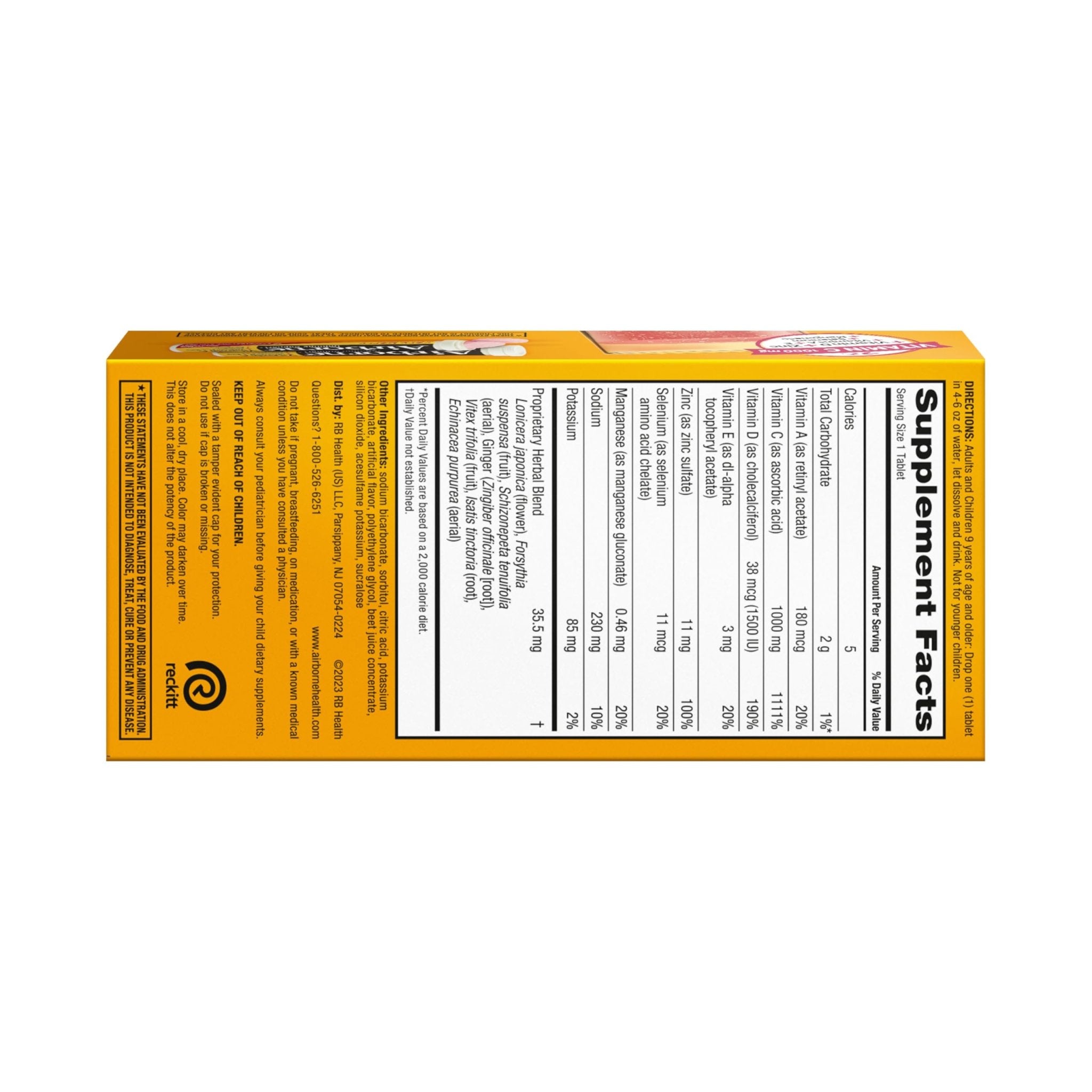 Vitamin C 1000mg (per serving) - Airborne Very Berry Effervescent Tablets (36 count in a box), Gluten-Free Immune Support Supplement, With Vitamins A C E, ZINC, Selenium, Echinacea & Ginger - TrustMedUSA