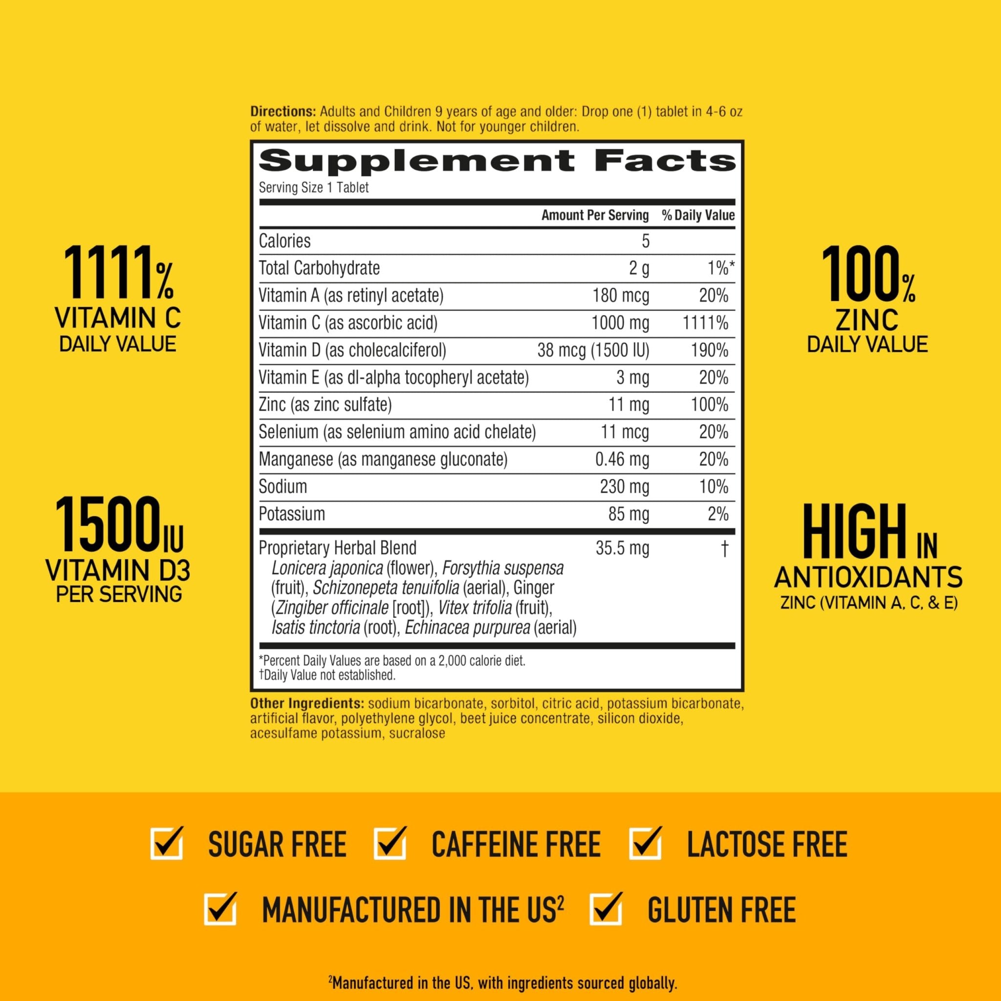Vitamin C 1000mg (per serving) - Airborne Very Berry Effervescent Tablets (36 count in a box), Gluten-Free Immune Support Supplement, With Vitamins A C E, ZINC, Selenium, Echinacea & Ginger - TrustMedUSA