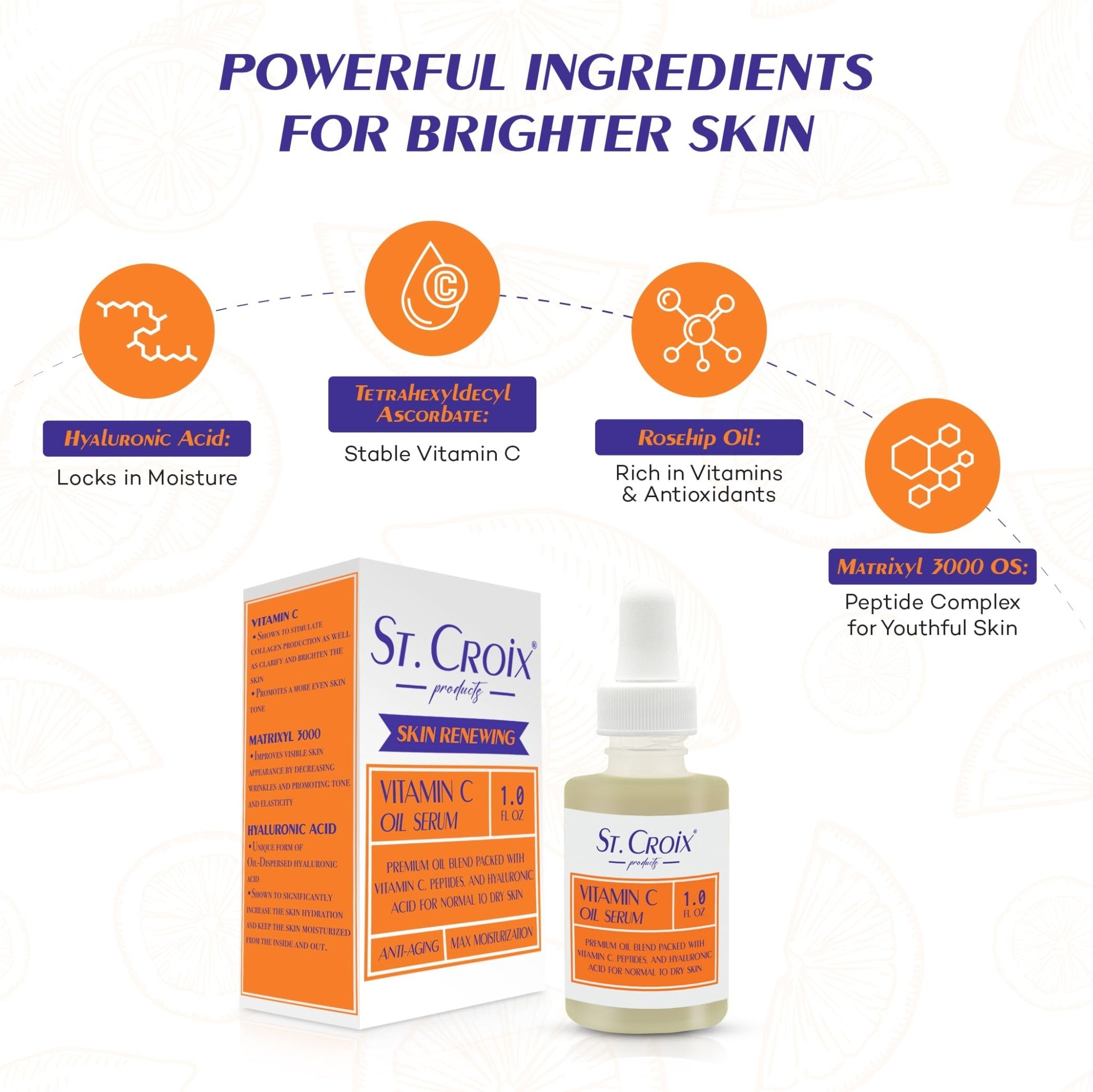 Vitamin C Face Oil Serum – 5% Oil-Soluble Vitamin C (THD Ascorbate) & Peptide Complex (Matrixyl 3000) – Hydrating with Squalane, Rosehip & Pomegranate – For Dry or Mature Skin– 1 fl oz - Maple Wellness Supplements