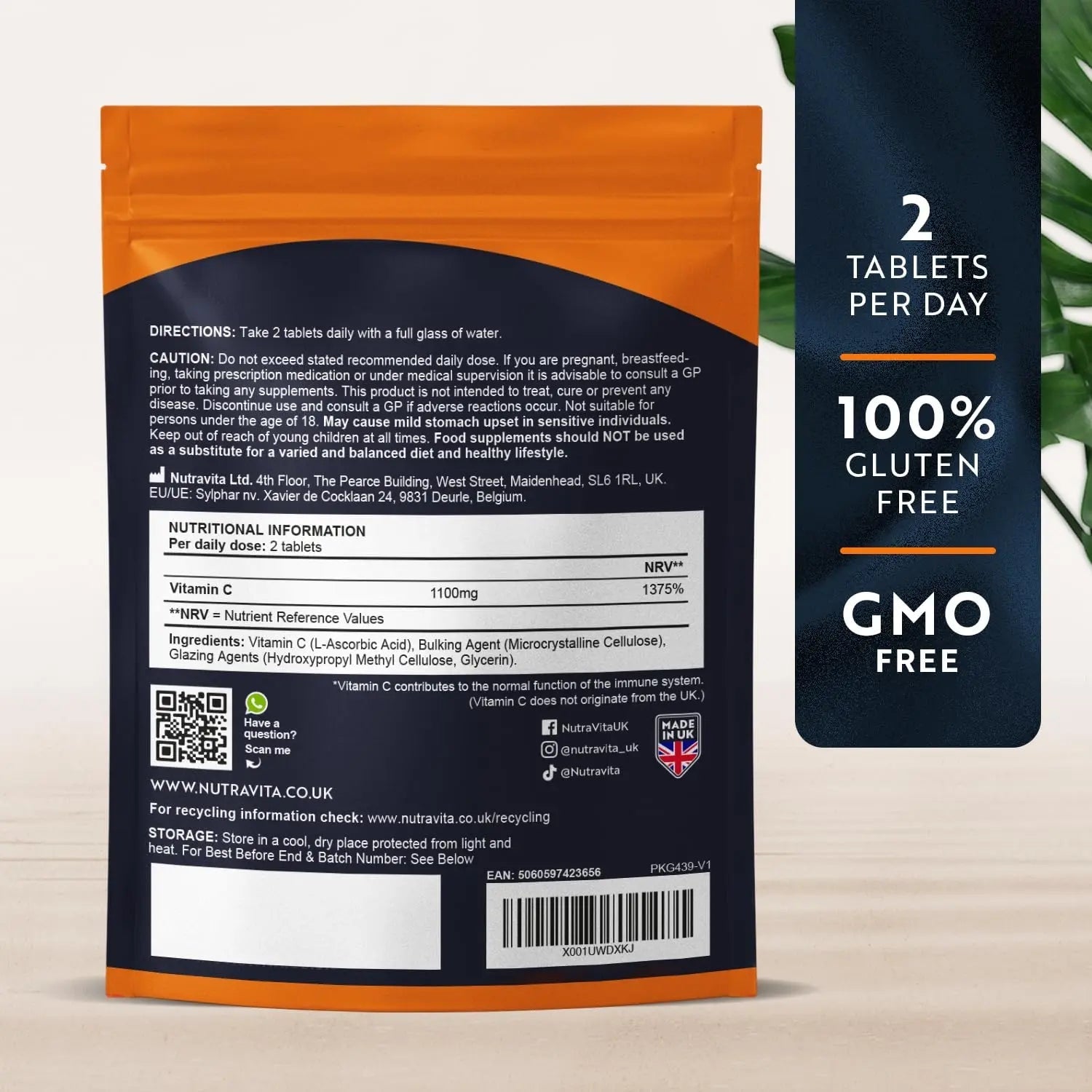 Vitamin C Tablets 1100mg – 180 Premium Vegan and Vegetarian Tablets – 3 Month Supply - TrustMedUSA
