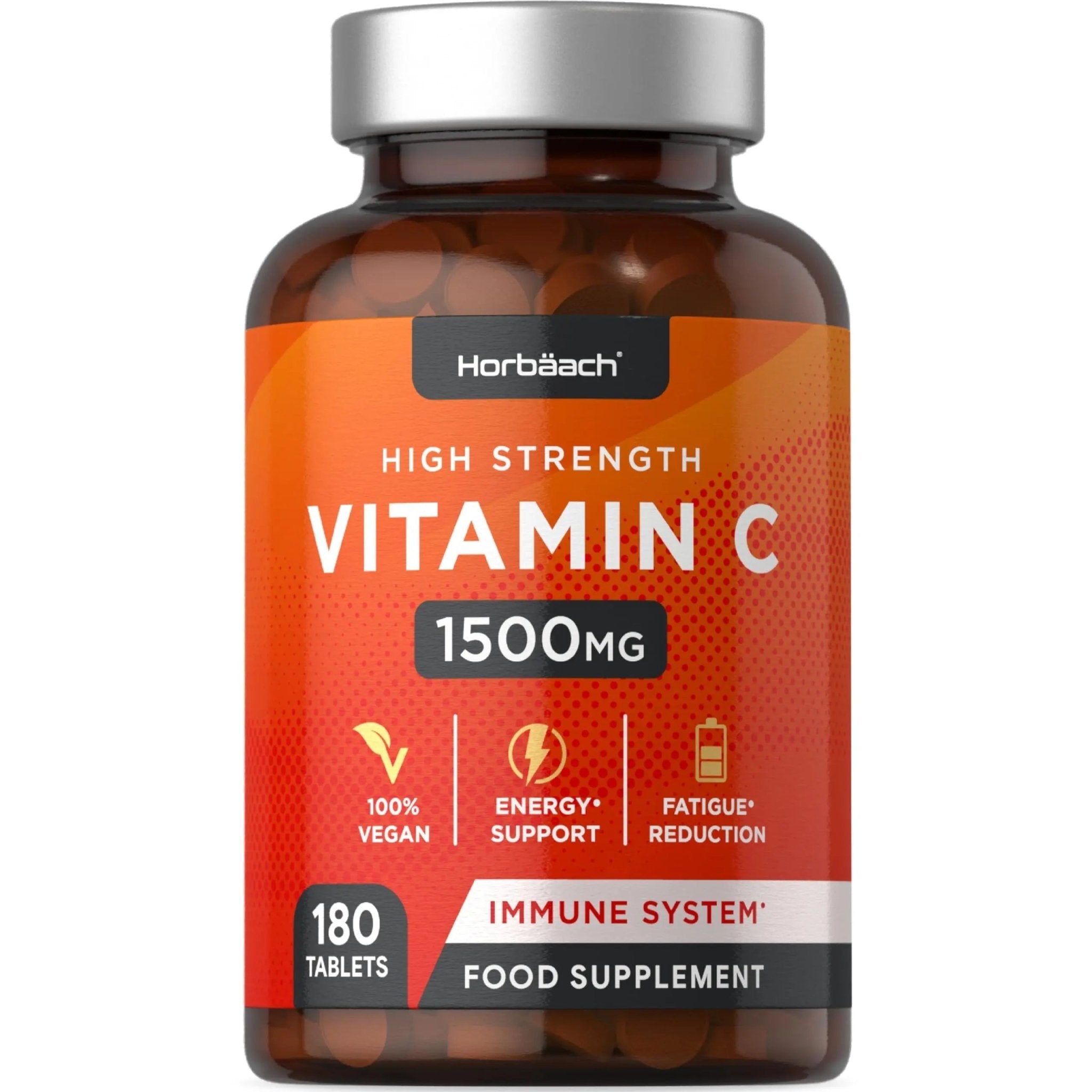 Vitamin C Tablets 1500mg | 180 Count | High Strength Vegan Supplement | No Artificial - TrustMedUSA