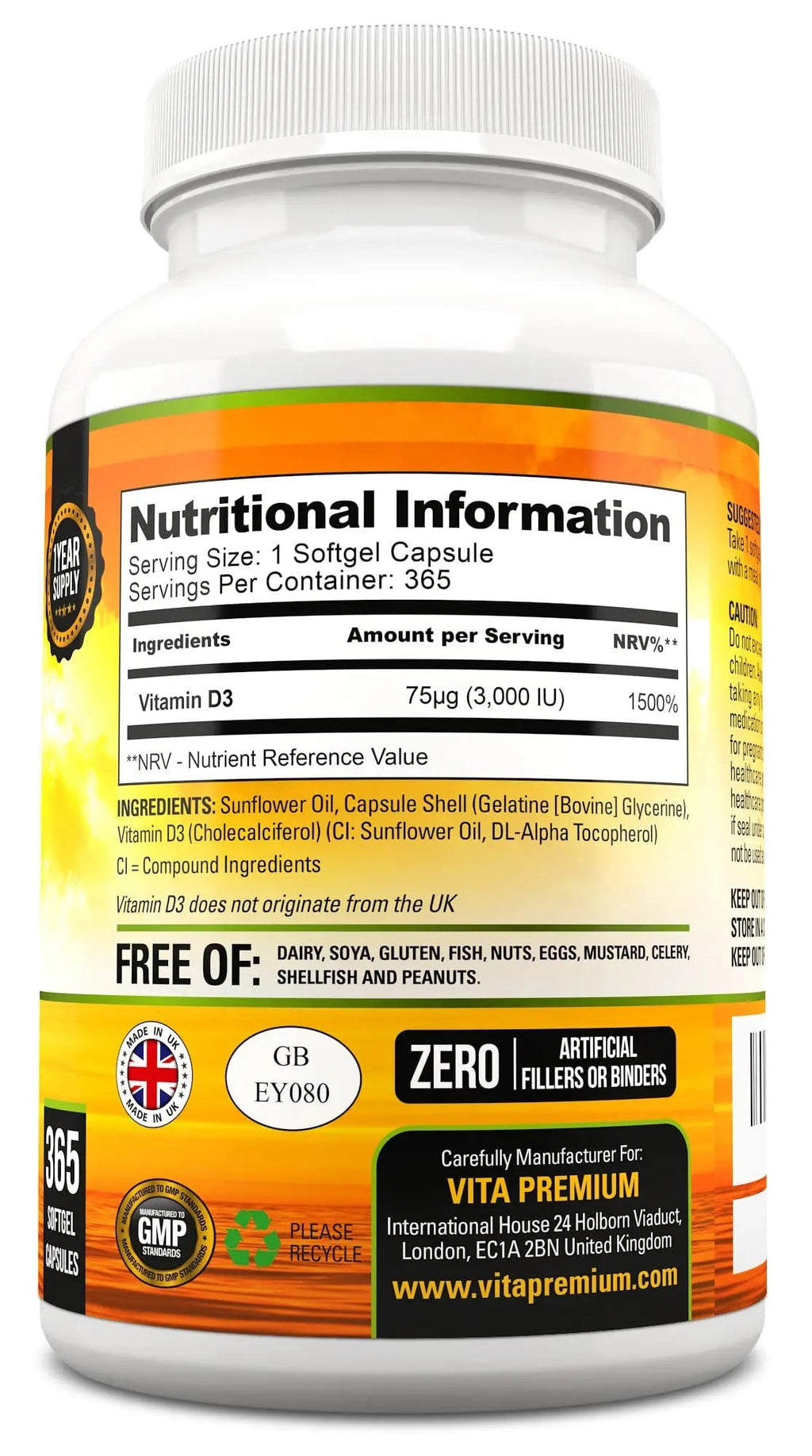 Vitamin D 3,000 IU, High Strength Vitamin D3 Supplement, 365 Easy to Swallow Softgels - TrustMedUSA