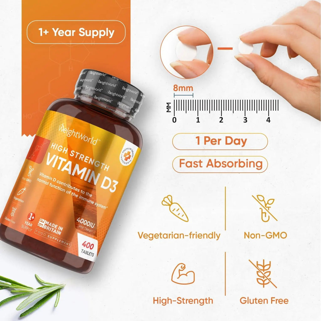 Vitamin D3 4000 IU – 400 High Strength Vitamin D Tablets (1+ Year Supply) – Vegetarian - TrustMedUSA