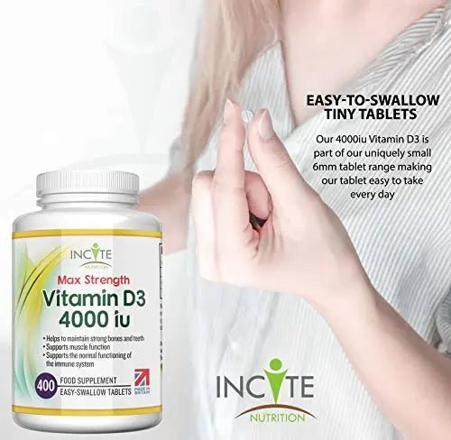 Vitamin D3 4000 iu - Vitamin D Tablets - 1 Year Supply Tablets - Vegetarian - Vitamin D - TrustMedUSA