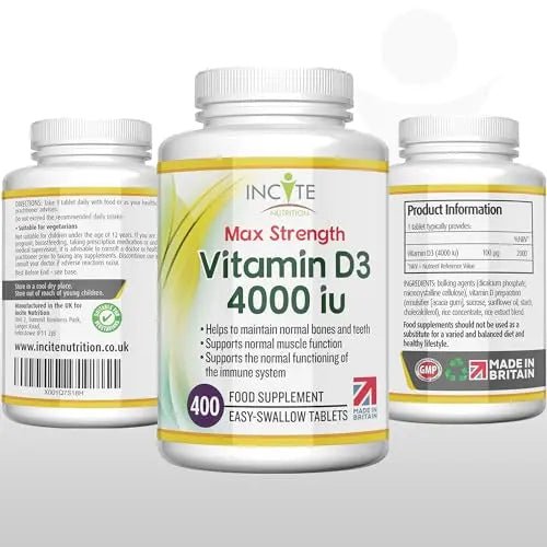 Vitamin D3 4000 iu - Vitamin D Tablets - 1 Year Supply Tablets - Vegetarian - Vitamin D - TrustMedUSA