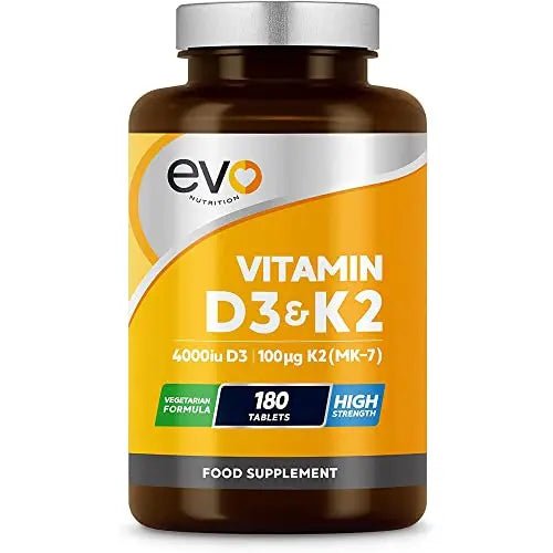 Vitamin D3 4000iu & Vitamin K2 100ug (MK7) |180 Vegetarian Tablets | 1-A-Day | 6 Month - TrustMedUSA