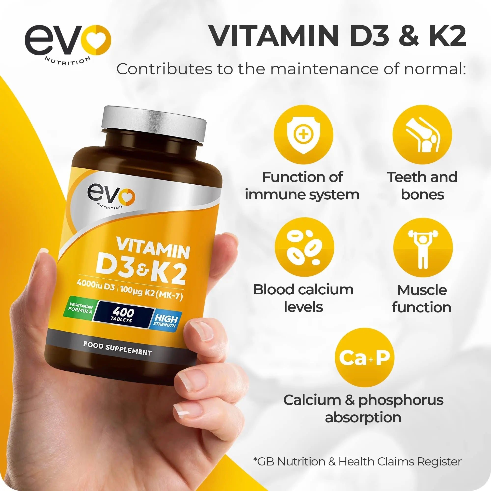 Vitamin D3 4000iu & Vitamin K2 100ug MK7 | 400 Vegetarian Tablets - 1 Year Supply - TrustMedUSA