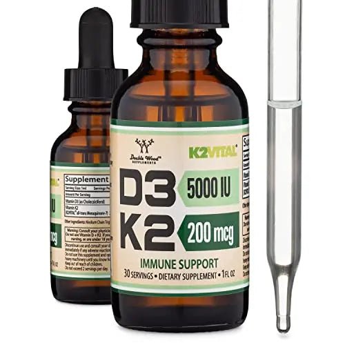 Vitamin D3 K2 5,000 IU Liquid Drops (5,000 IU of D3 and 200mcg of 99.9% All-Trans - TrustMedUSA