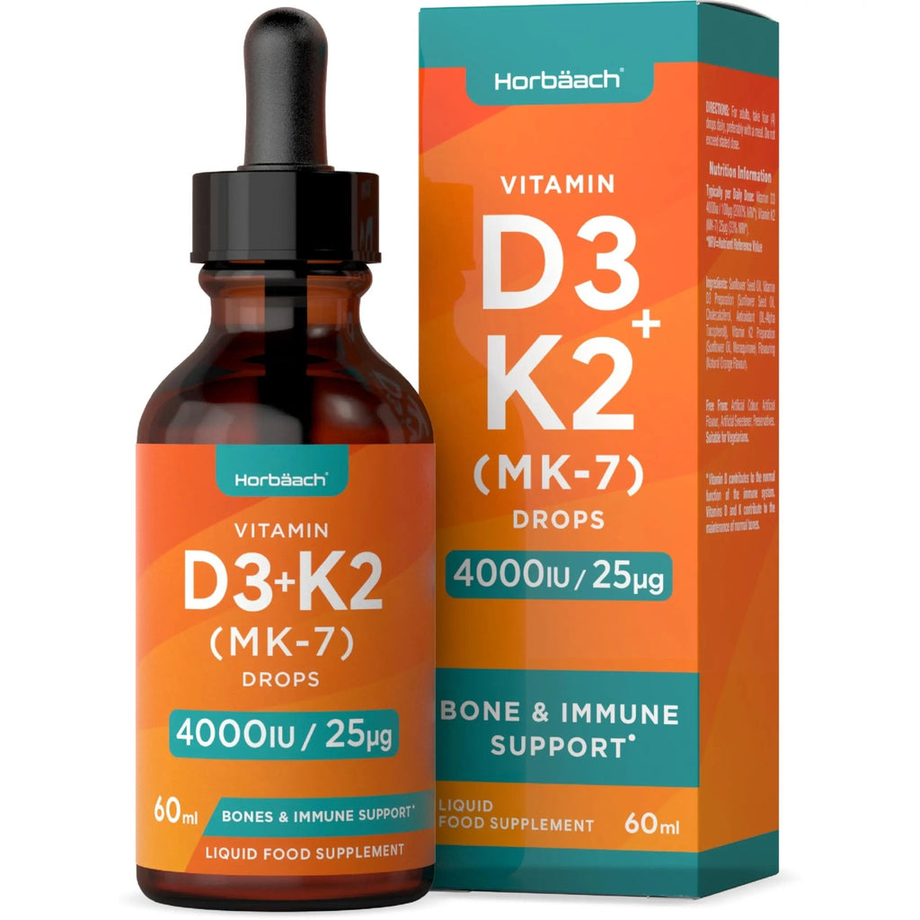 Vitamin D3 K2 Drops | 60mL | High Strength Vitamin D3 4000iu and K2 25ug | No Artificial - TrustMedUSA