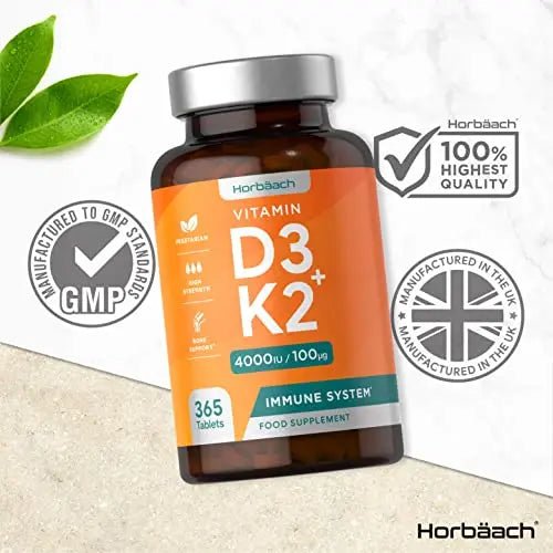 Vitamin D3 K2 High Strength Tablets | 365 Count | Vitamin D3 4000iu and Vitamin K2 MK7 - TrustMedUSA