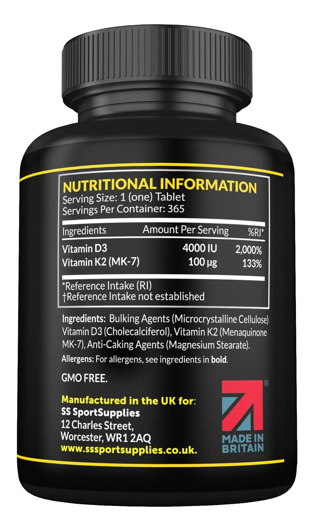 Vitamin D3 K2 High Strength Tablets - 365 Micro Tablets - Vitamin d3 4000 iu and k2 - TrustMedUSA