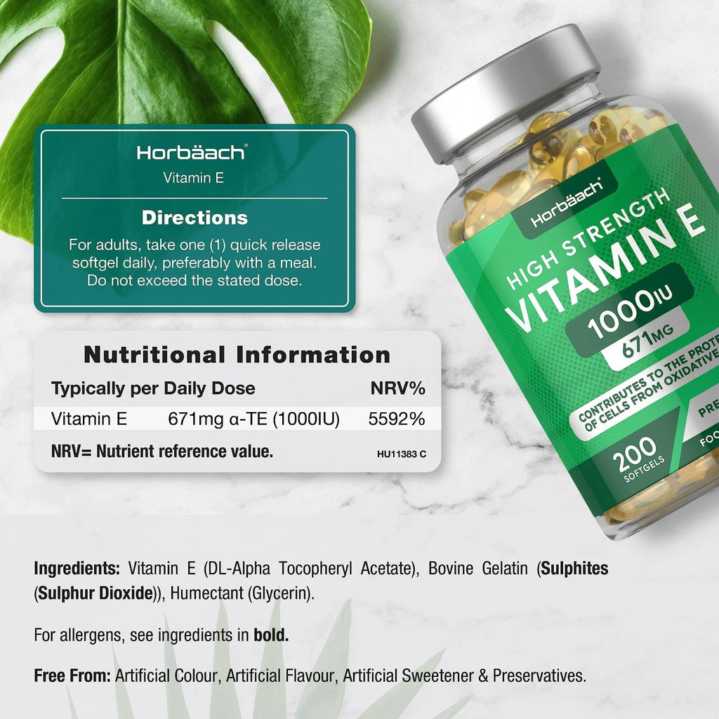 Vitamin E Capsules 1000iu | 200 Count | High Strength Vitamin E as DL-Alpha Tocopheryl - TrustMedUSA