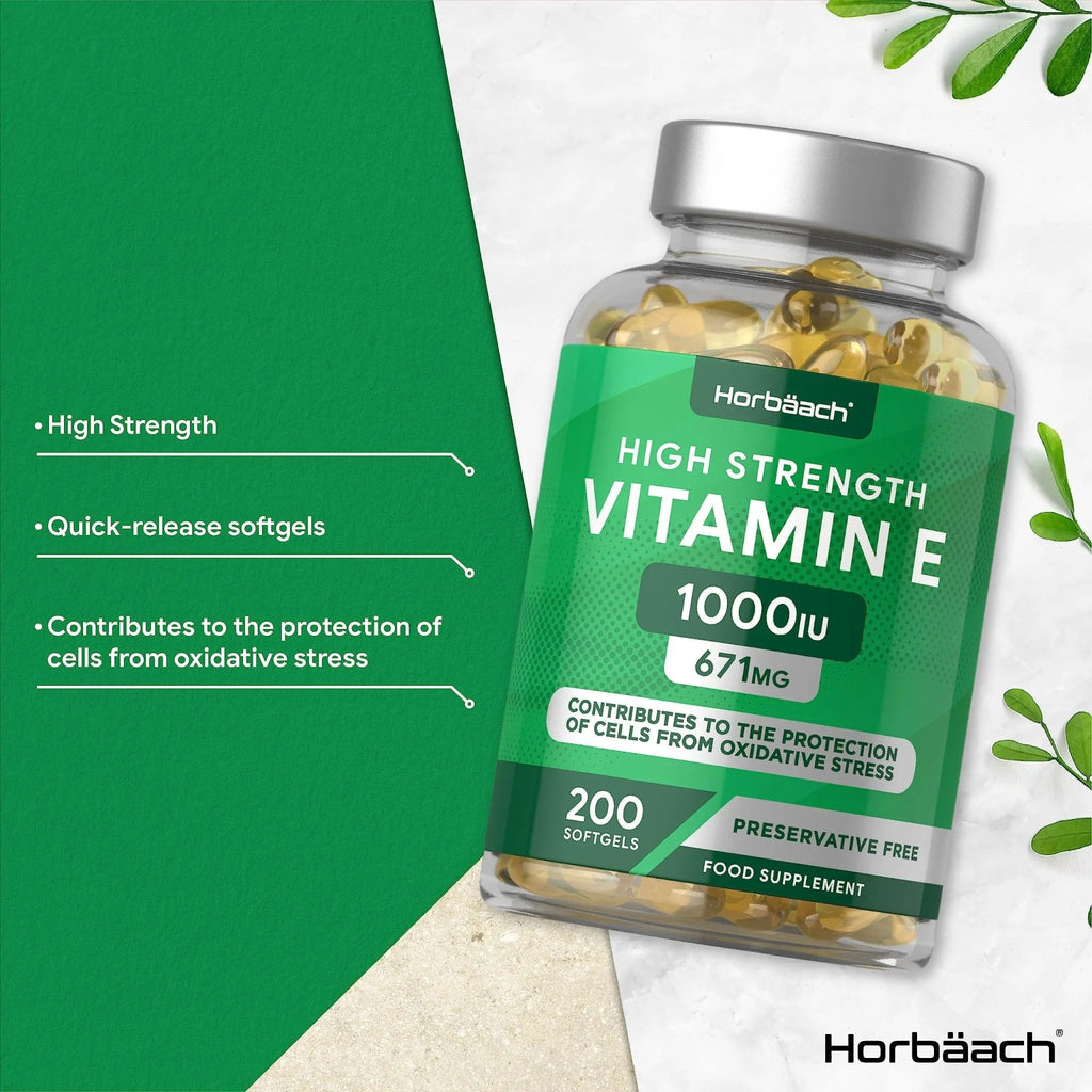 Vitamin E Capsules 1000iu | 200 Count | High Strength Vitamin E as DL-Alpha Tocopheryl - TrustMedUSA