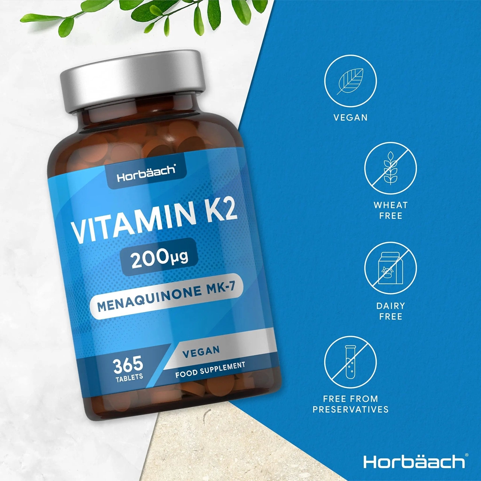 Vitamin K2 MK7 200ug | 365 Vegan Tablets | High Strength Menaquinone MK-7 - TrustMedUSA