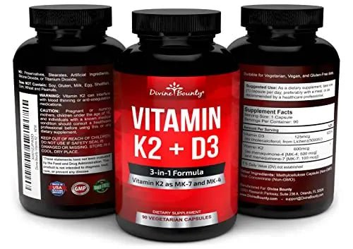 Vitamin K2 (MK7 & MK4) with D3 Supplement - Vitamin K & D as MK-7 100mcg, MK-4 500mcg - TrustMedUSA