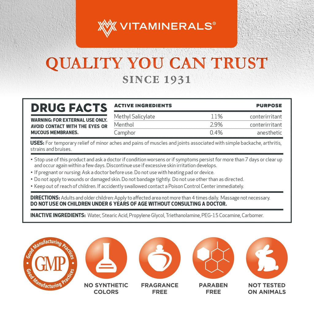Vitaminerals 171 Glenalgesic® Pain Support Analgesic Balm, Muscle & Joint | Maximum Strength | Menthol | Camphor (8 oz) - TrustMedUSA