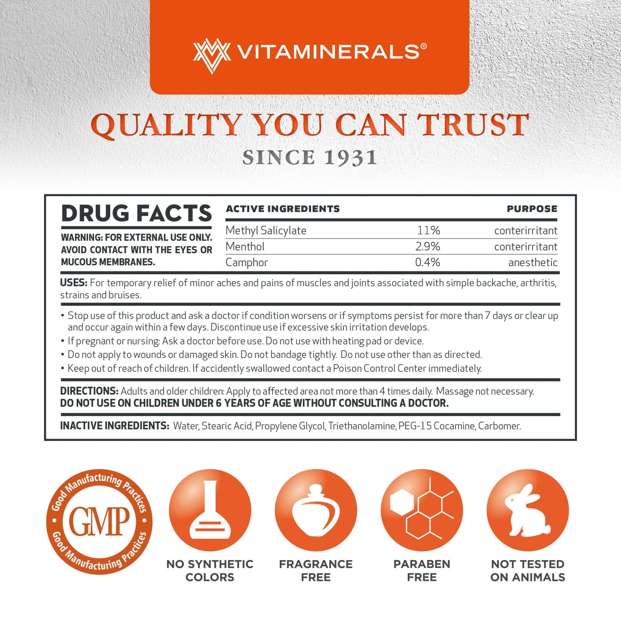 Vitaminerals 171 Glenalgesic® Pain Support Analgesic Balm, Muscle & Joint | Maximum Strength | Menthol | Camphor (8 oz) - TrustMedUSA