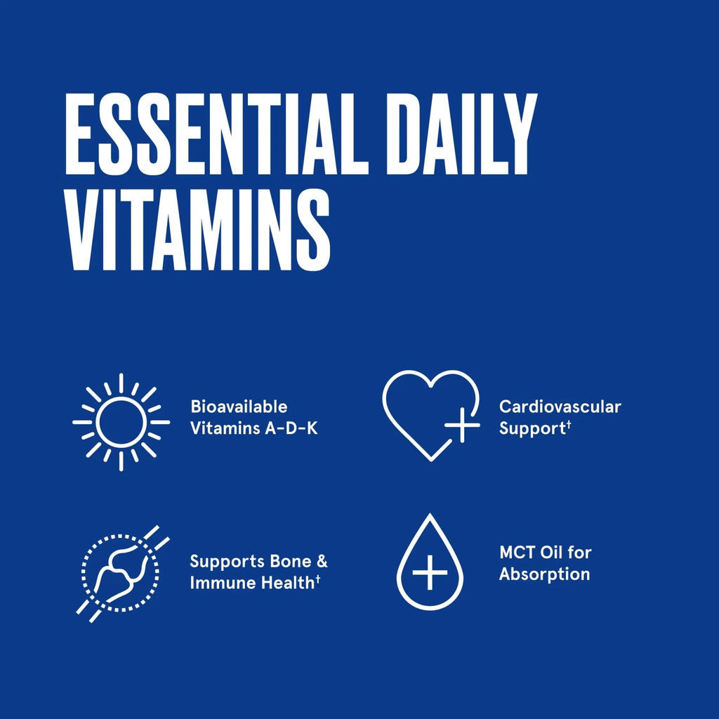 Vitamins A-D-K, 30 Softgels, 900mcg Vitamin A, with 5000 IU D3, K1, K2, K3, High Potency - TrustMedUSA