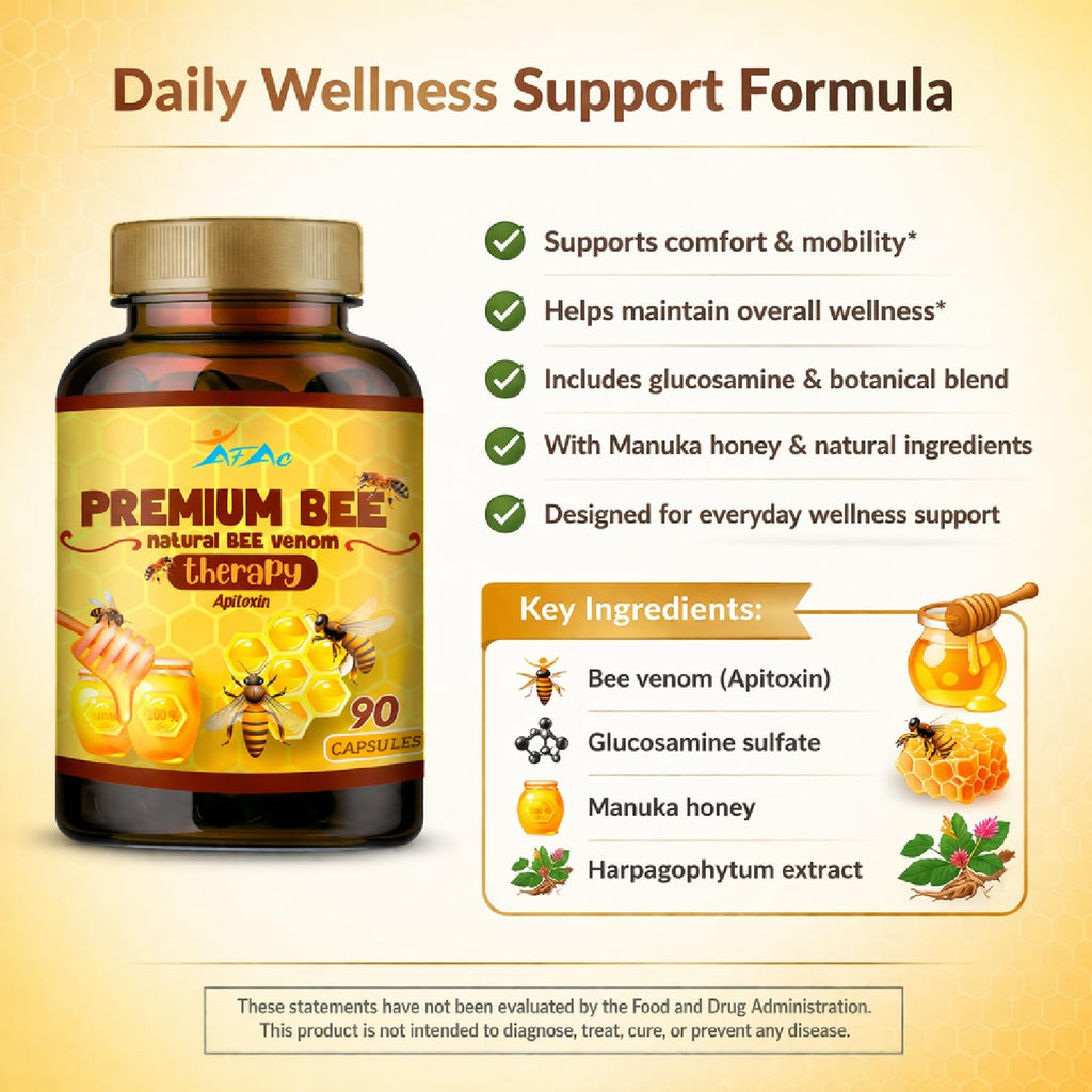 VITAMISAN Premium Natural Bee Venom with glucosamine sulfate Veneno Abeja 90 Capsulas Apitoxin Manuka Honey Dietary Supplement - TrustMedUSA