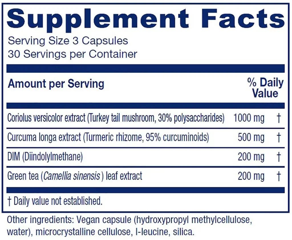 Vitanica CCDG Blend, Immune Support, DIM Supplement 200mg, Turkey Tail Mushroom, Turmeric, Green Tea, Vegan, 90 Capsules - TrustMedUSA