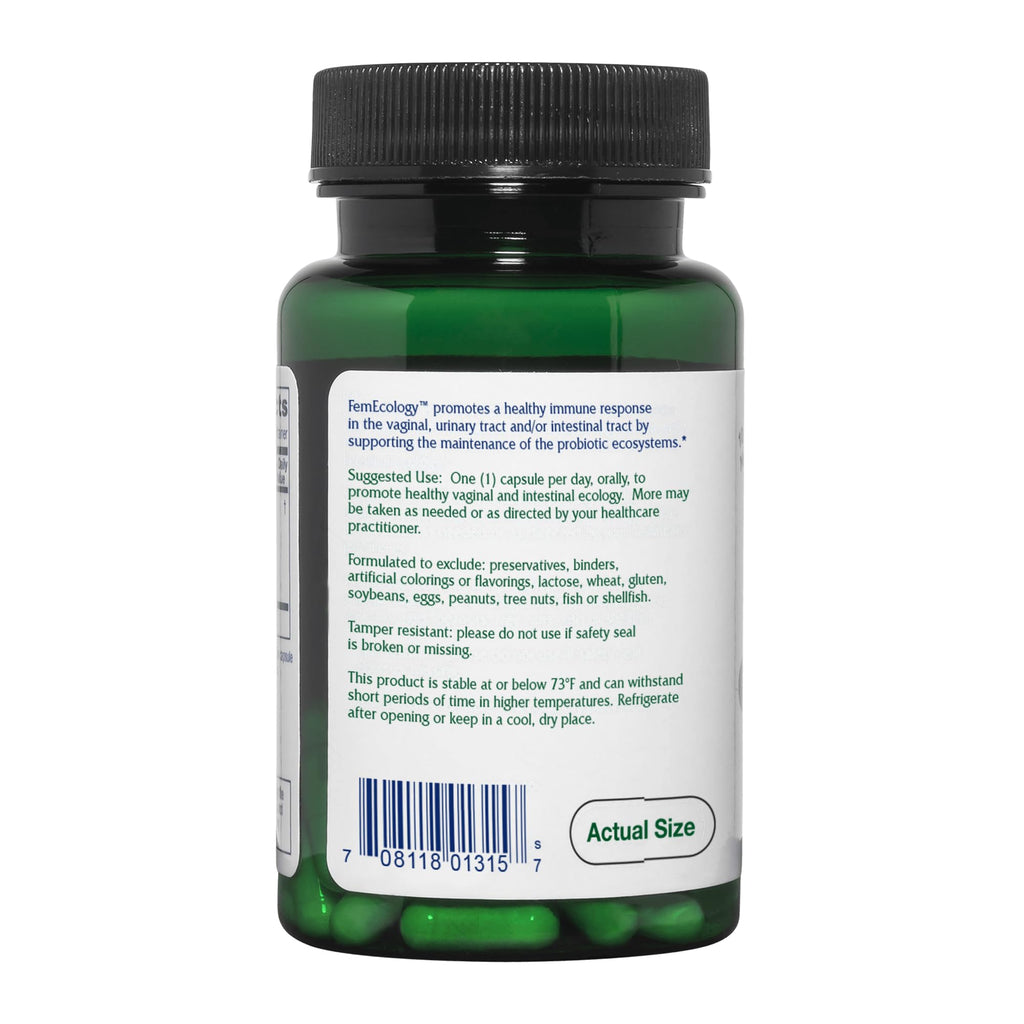 Vitanica FemEcology, Vaginal and Intestinal Probiotic Support, Vegetarian, 30 Capsules - TrustMedUSA