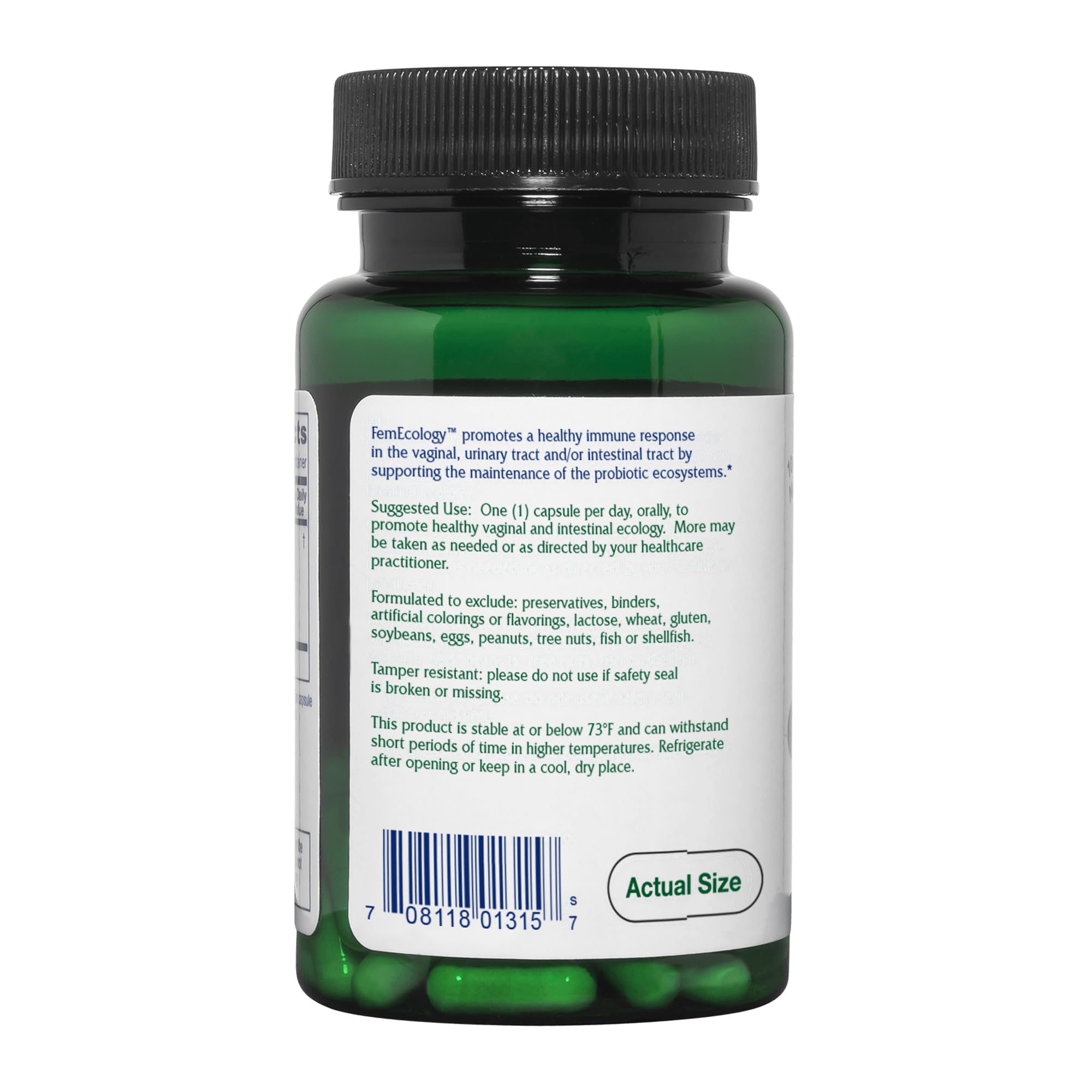 Vitanica FemEcology, Vaginal and Intestinal Probiotic Support, Vegetarian, 30 Capsules - TrustMedUSA