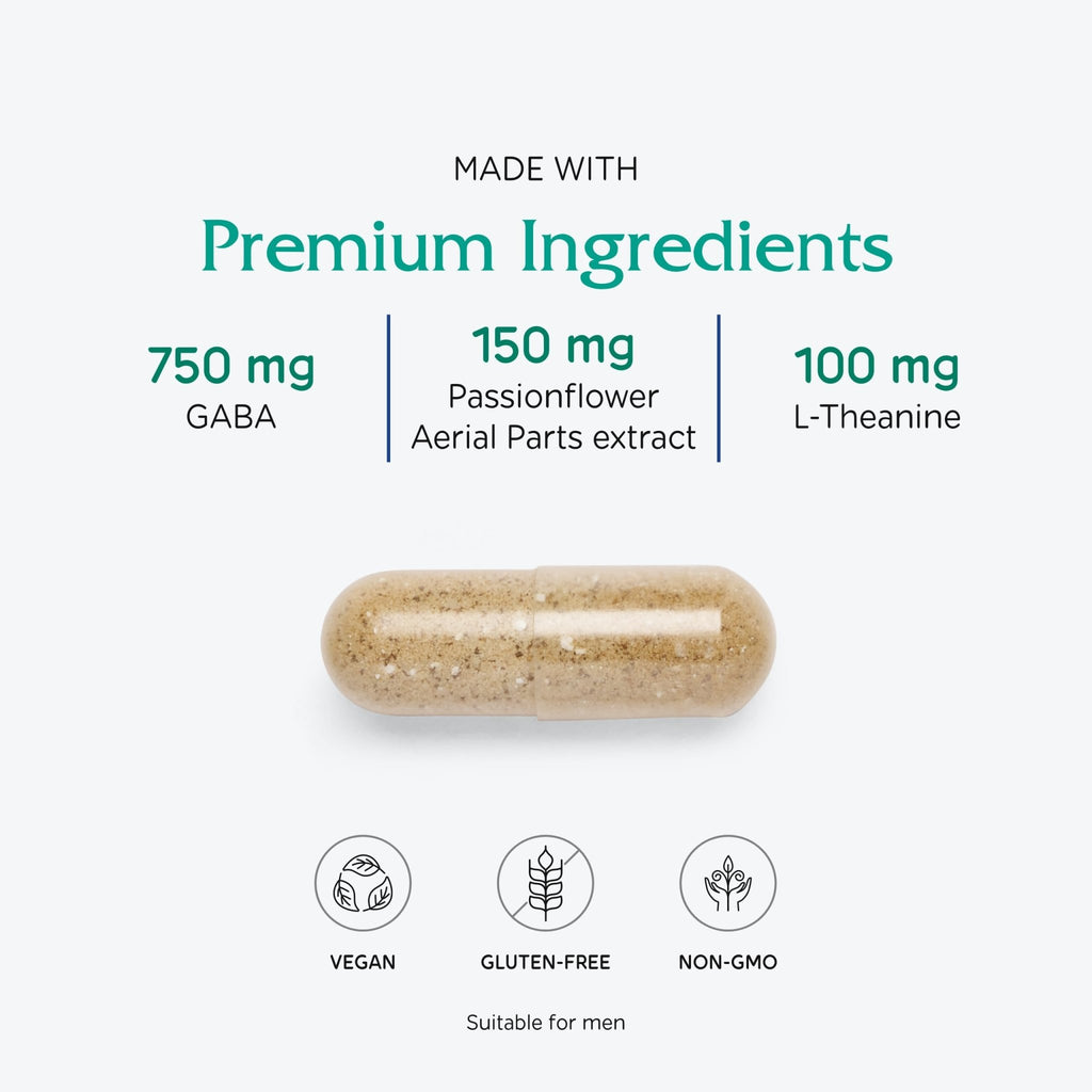 Vitanica, GABA Ease, Calming Support, Vegan, 60 Capsules - TrustMedUSA