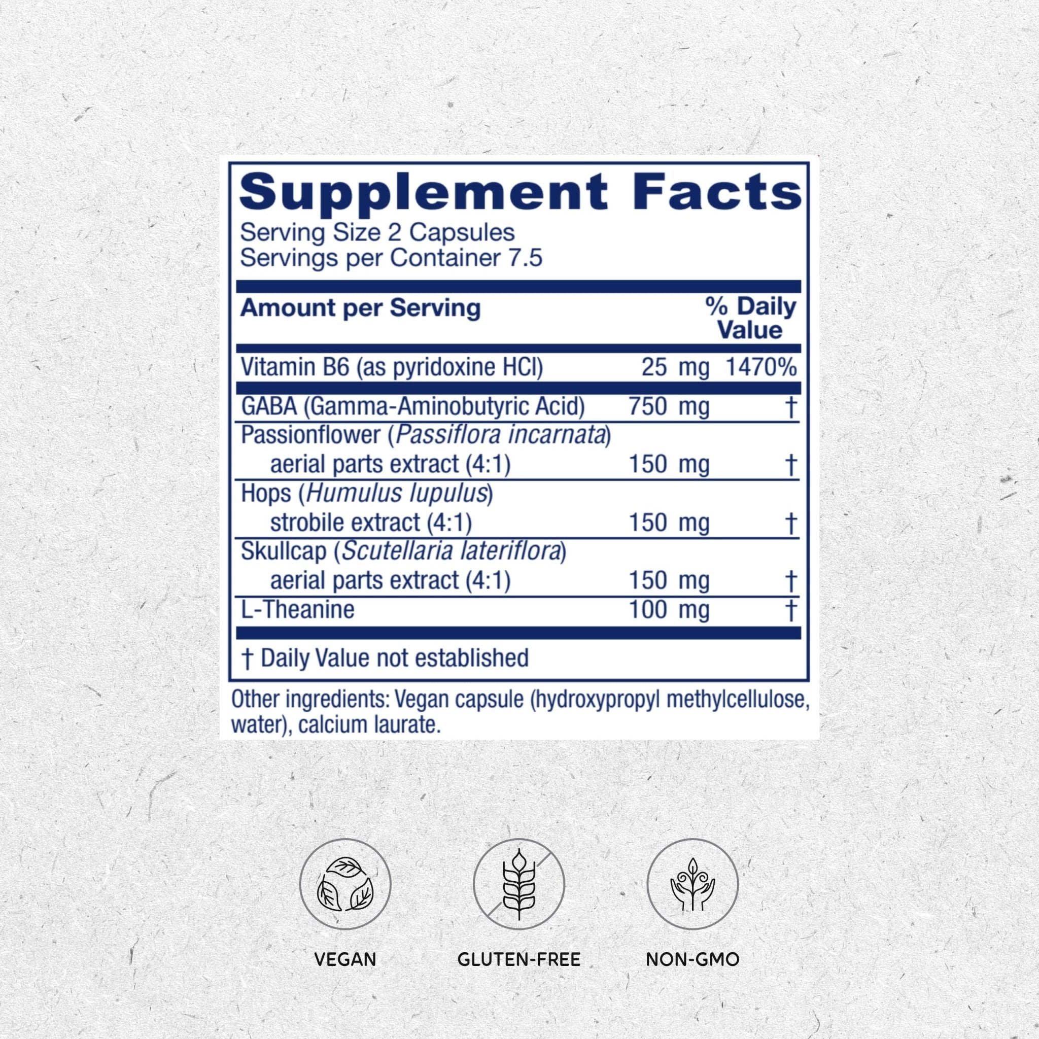 Vitanica GABA Ease - Relaxation Support Supplement with L-Theanine, GABA, & Vitamin B6 - Nervous System Support with Skullcap- Calm Support with Hops & Passion Flower - Vegan, Travel Size -15 Capsules - TrustMedUSA