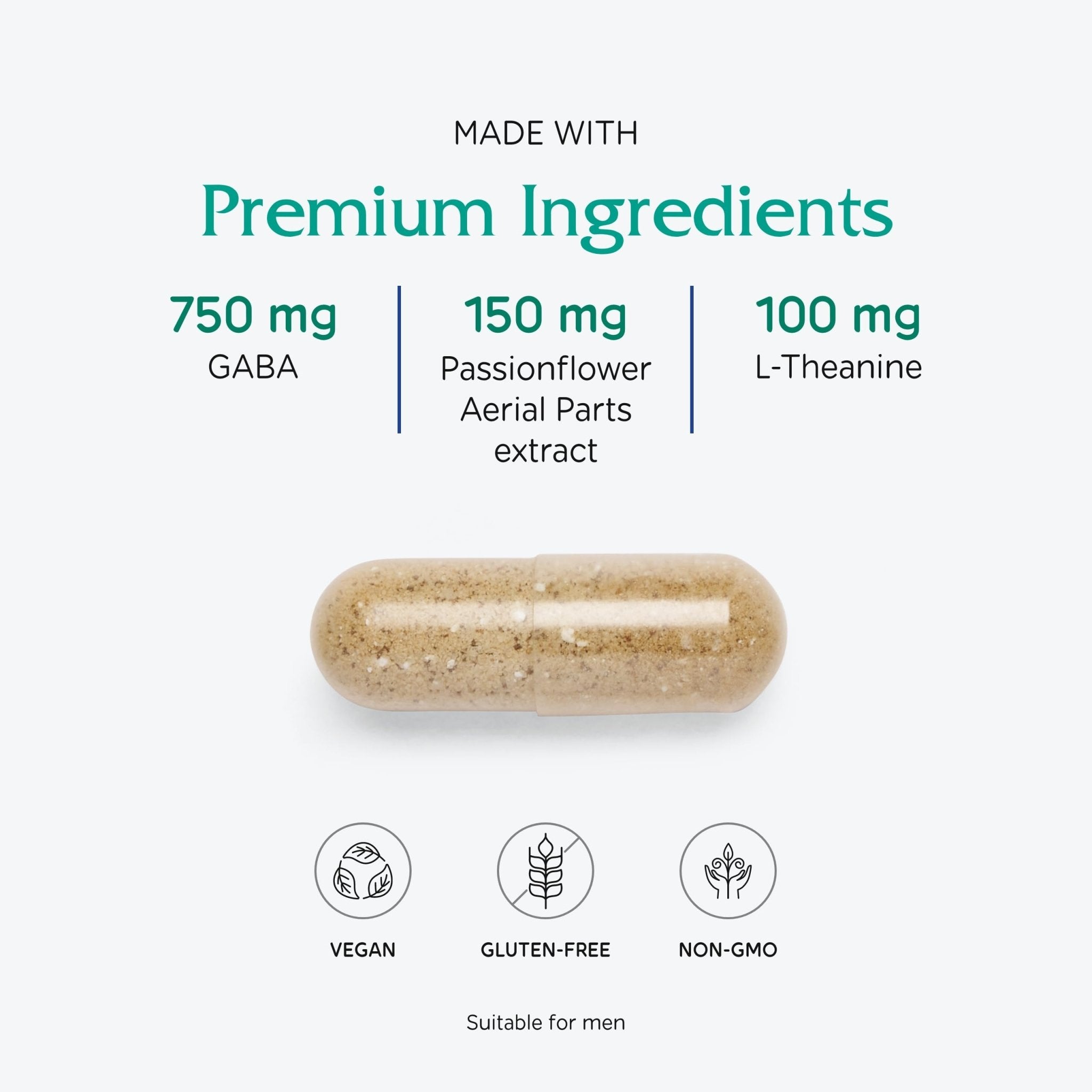 Vitanica GABA Ease - Relaxation Support Supplement with L-Theanine, GABA, & Vitamin B6 - Nervous System Support with Skullcap- Calm Support with Hops & Passion Flower - Vegan, Travel Size -15 Capsules - TrustMedUSA
