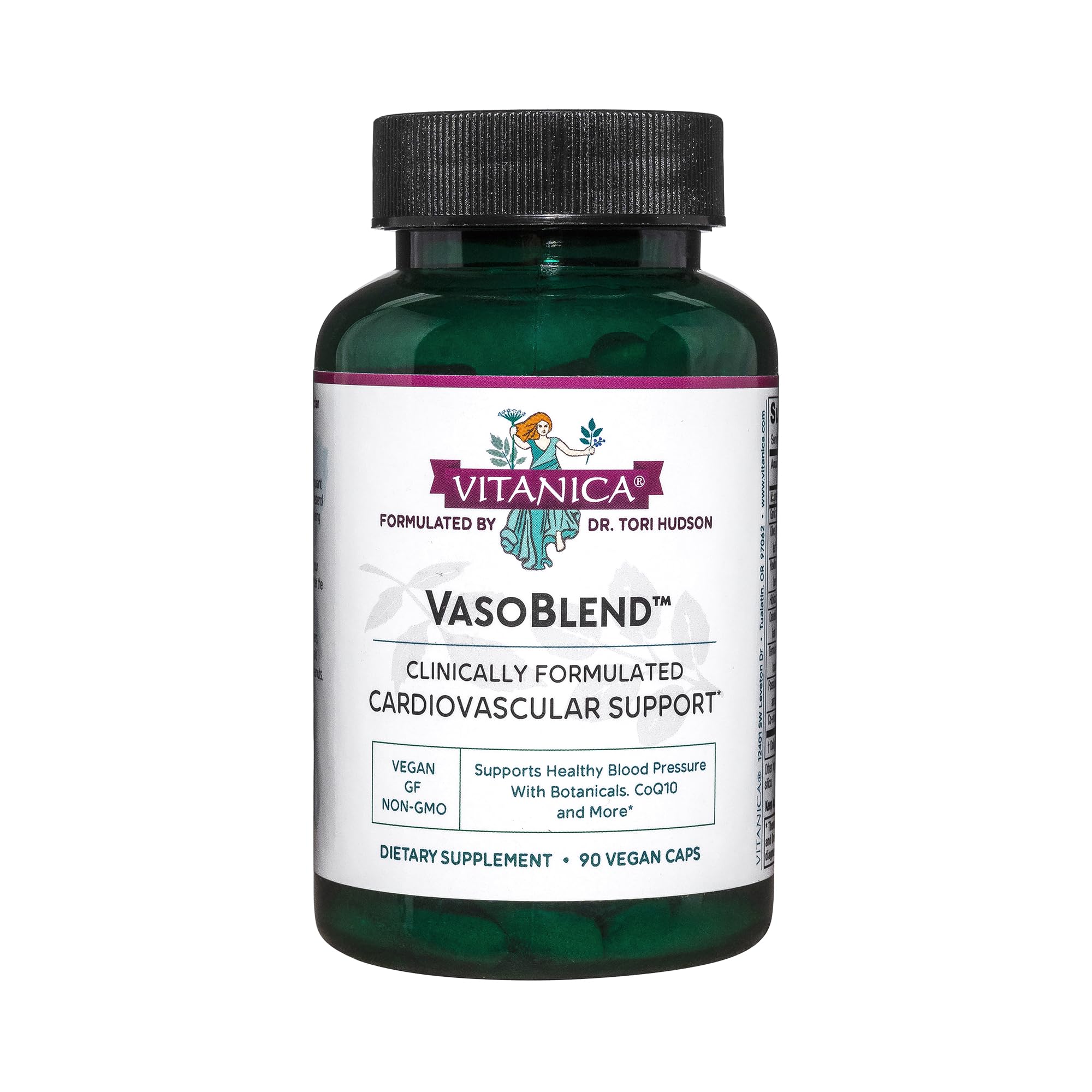 Vitanica VasoBlend - Heart Health Supplement with Folic Acid, Magnesium, CoQ10 & Terminalia Arjuna Bark - Heart Health Supplement - Consumer Line - 90 Vegan Caps - TrustMedUSA