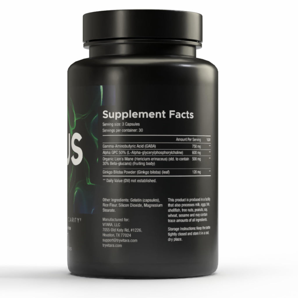 VITARA Focus First– Calm, Clear, Mental Focus Nootropic | Brain Support with Alpha GPC, Lion's Mane, GABA & Ginkgo Biloba - TrustMedUSA