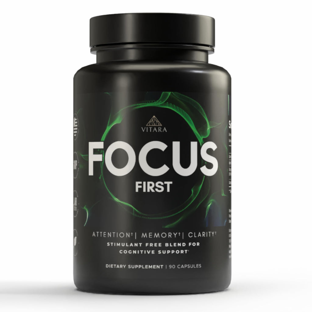 VITARA Focus First– Calm, Clear, Mental Focus Nootropic | Brain Support with Alpha GPC, Lion's Mane, GABA & Ginkgo Biloba - TrustMedUSA