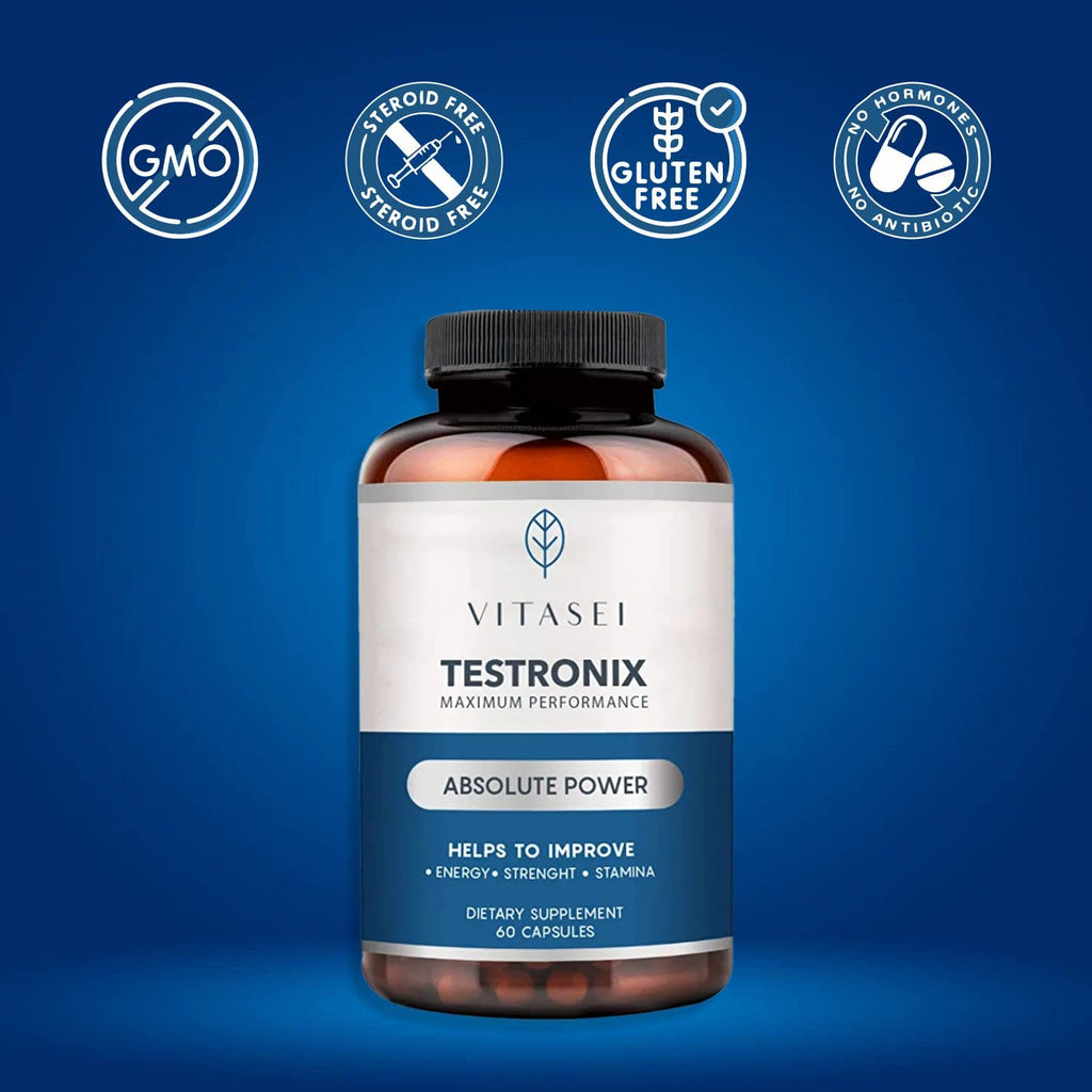 VITASEI Testronix Performance Supplement for Men - Energy and Muscle Supplements for Mens Health - 60 Capsules (Pack of 2) - TrustMedUSA