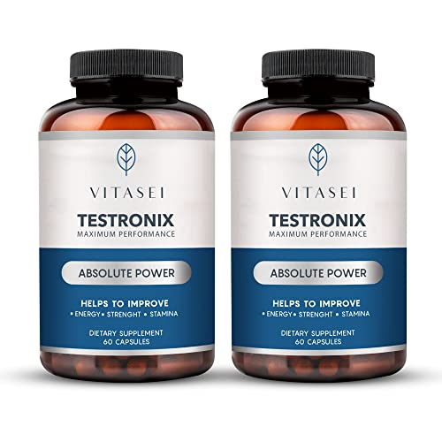 VITASEI Testronix Performance Supplement for Men - Energy and Muscle Supplements for Mens Health - 60 Capsules (Pack of 2) - TrustMedUSA