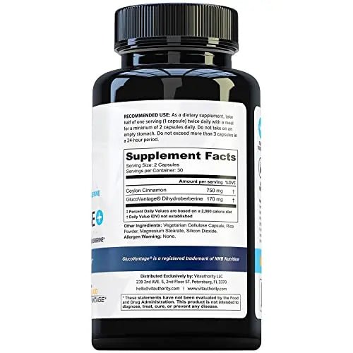 Vitauthority Extra Strength Berberine with Ceylon Cinnamon High Absorption - TrustMedUSA