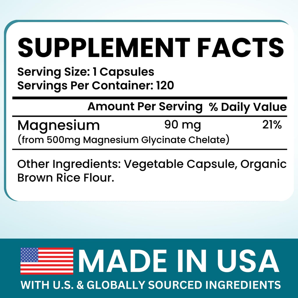 VITBOOST Magnesium Glycinate 500mg - High Absorption Chelated Supplement - Supports Sleep, Muscle Recovery & Heart Health - Non-GMO - TrustMedUSA