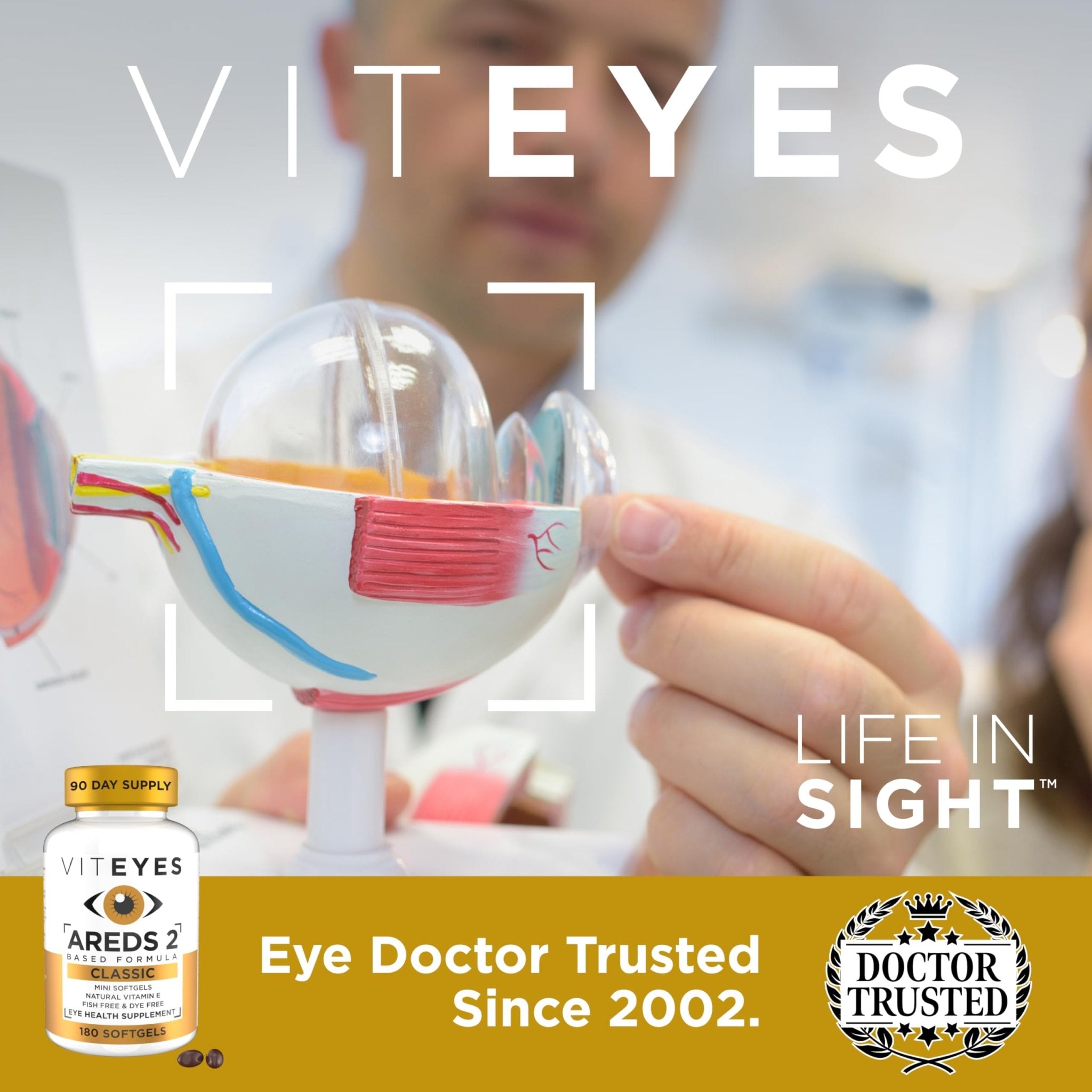 Viteyes AREDS 2 Classic Macular Health Formula Softgels, Eye Health Vitamin to Support Macular Health, Lower Zinc, Eye Vitamins, Macular Vitamins, Beta-Carotene Free, 180 Softgels - TrustMedUSA