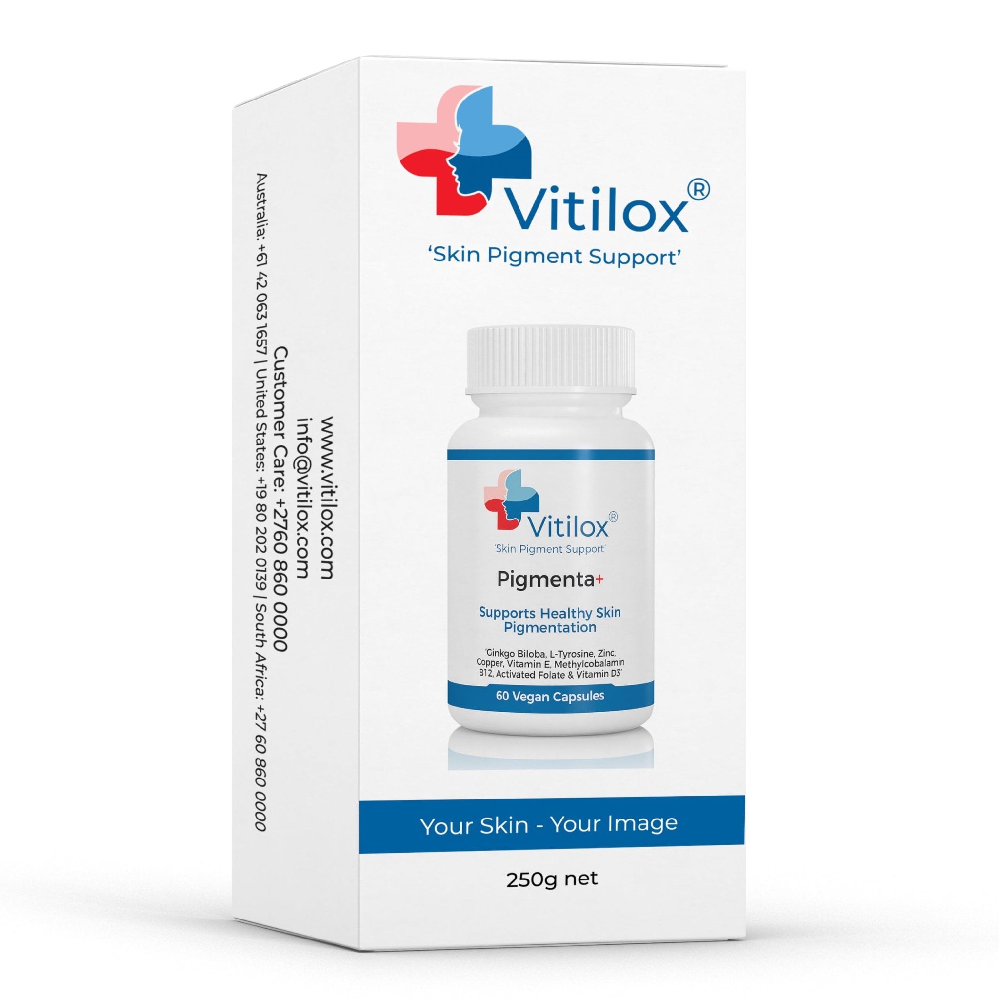 Vitilox Pigmenta+ Advanced, Skin Tone Support Supplement – 60 Tablets | 2 Months | Natural Vitiligo Skin Pigmentation Support | Reduce White Body Spots - TrustMedUSA