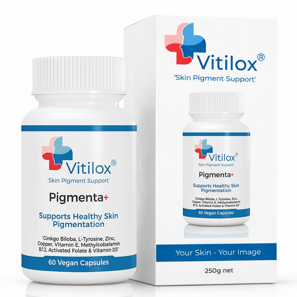 Vitilox Pigmenta+ Advanced, Skin Tone Support Supplement – 60 Tablets | 2 Months | Natural Vitiligo Skin Pigmentation Support | Reduce White Body Spots - TrustMedUSA