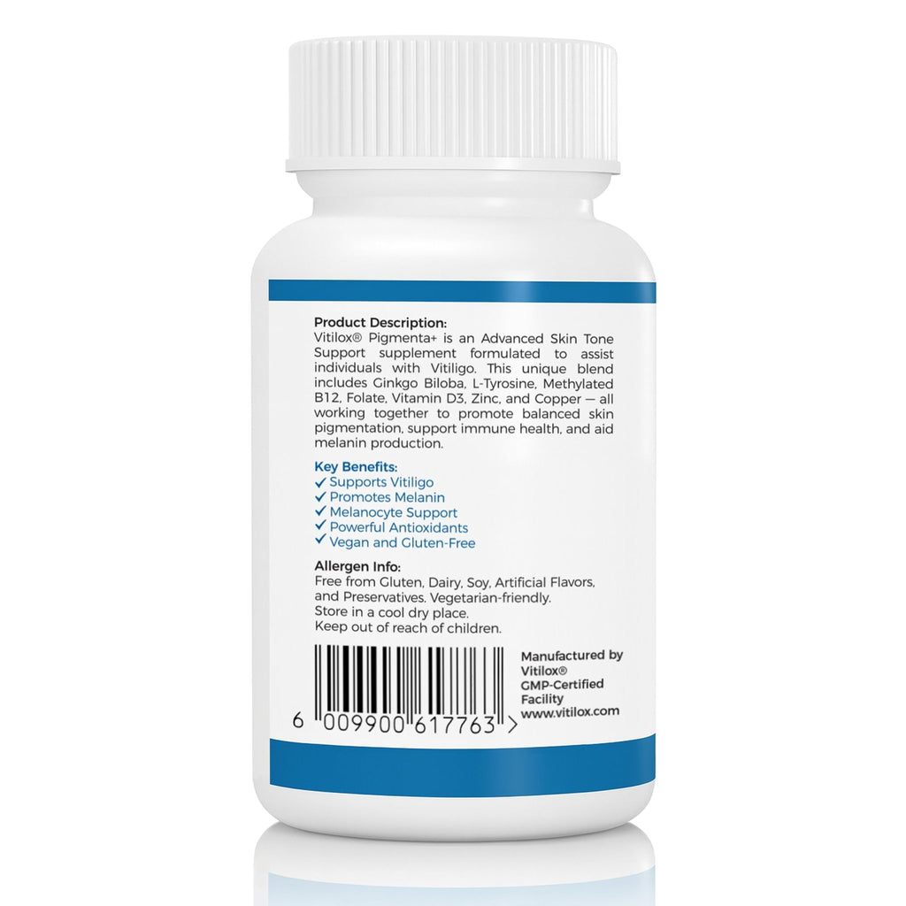 Vitilox Pigmenta+ Advanced, Skin Tone Support Supplement – 60 Tablets | 2 Months | Natural Vitiligo Skin Pigmentation Support | Reduce White Body Spots - TrustMedUSA