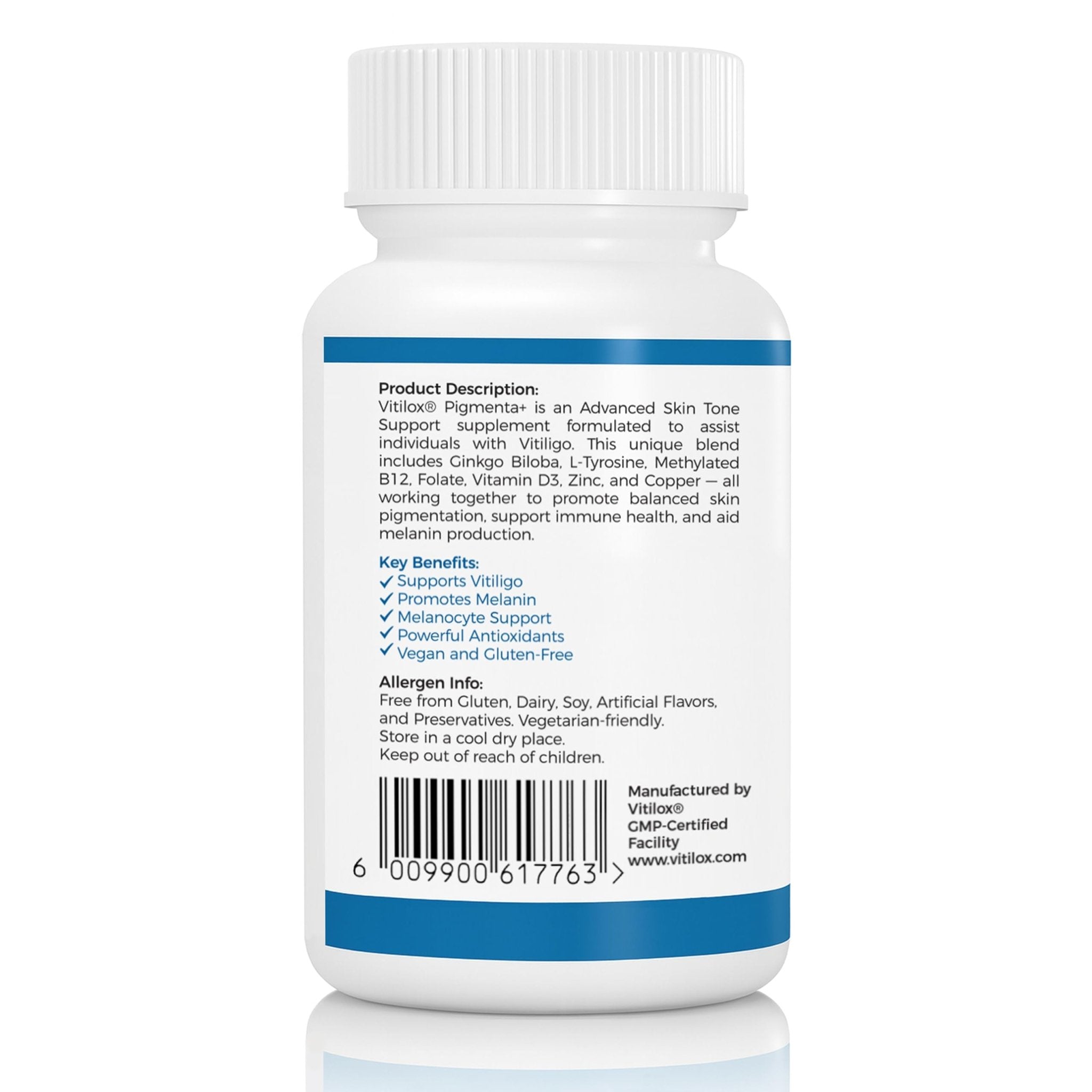 Vitilox Pigmenta+ Advanced, Skin Tone Support Supplement – 60 Tablets | 2 Months | Natural Vitiligo Skin Pigmentation Support | Reduce White Body Spots - TrustMedUSA