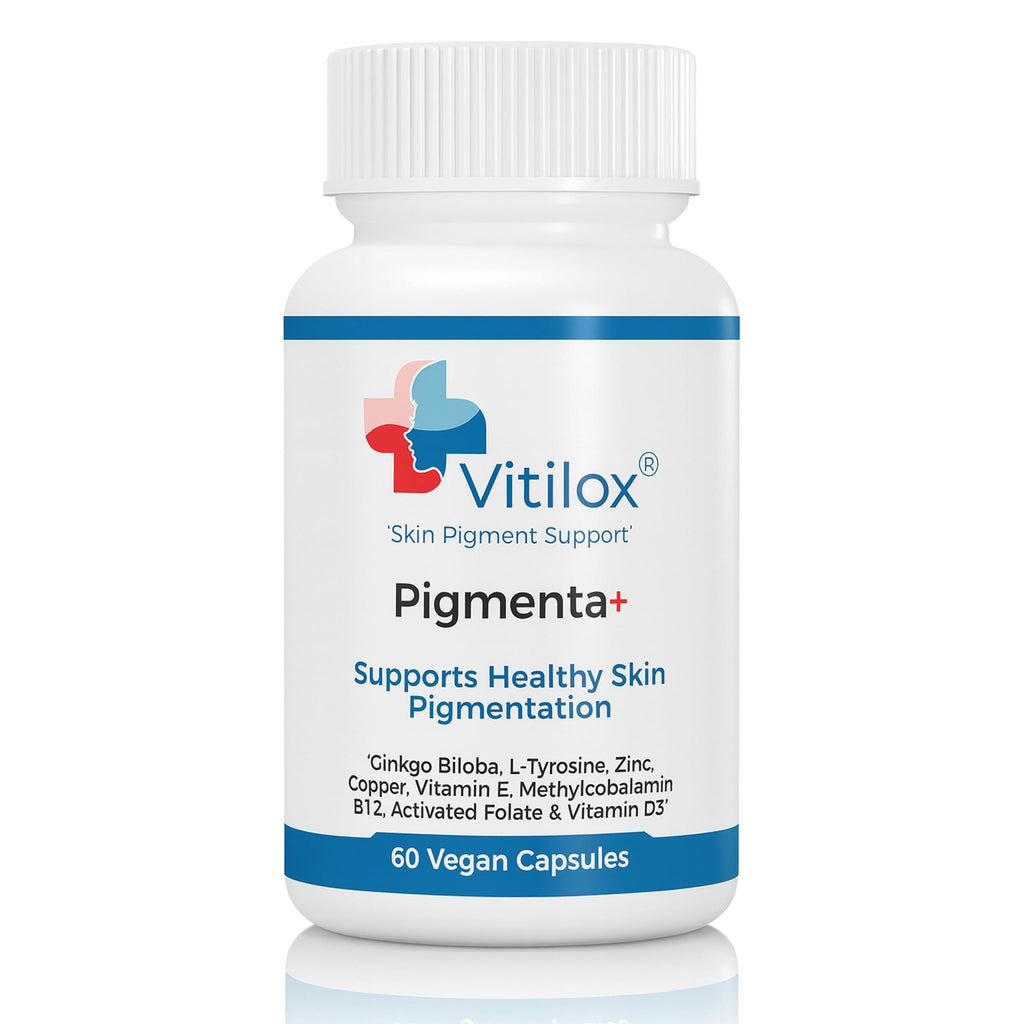 Vitilox Pigmenta+ Advanced, Skin Tone Support Supplement – 60 Tablets | 2 Months | Natural Vitiligo Skin Pigmentation Support | Reduce White Body Spots - TrustMedUSA