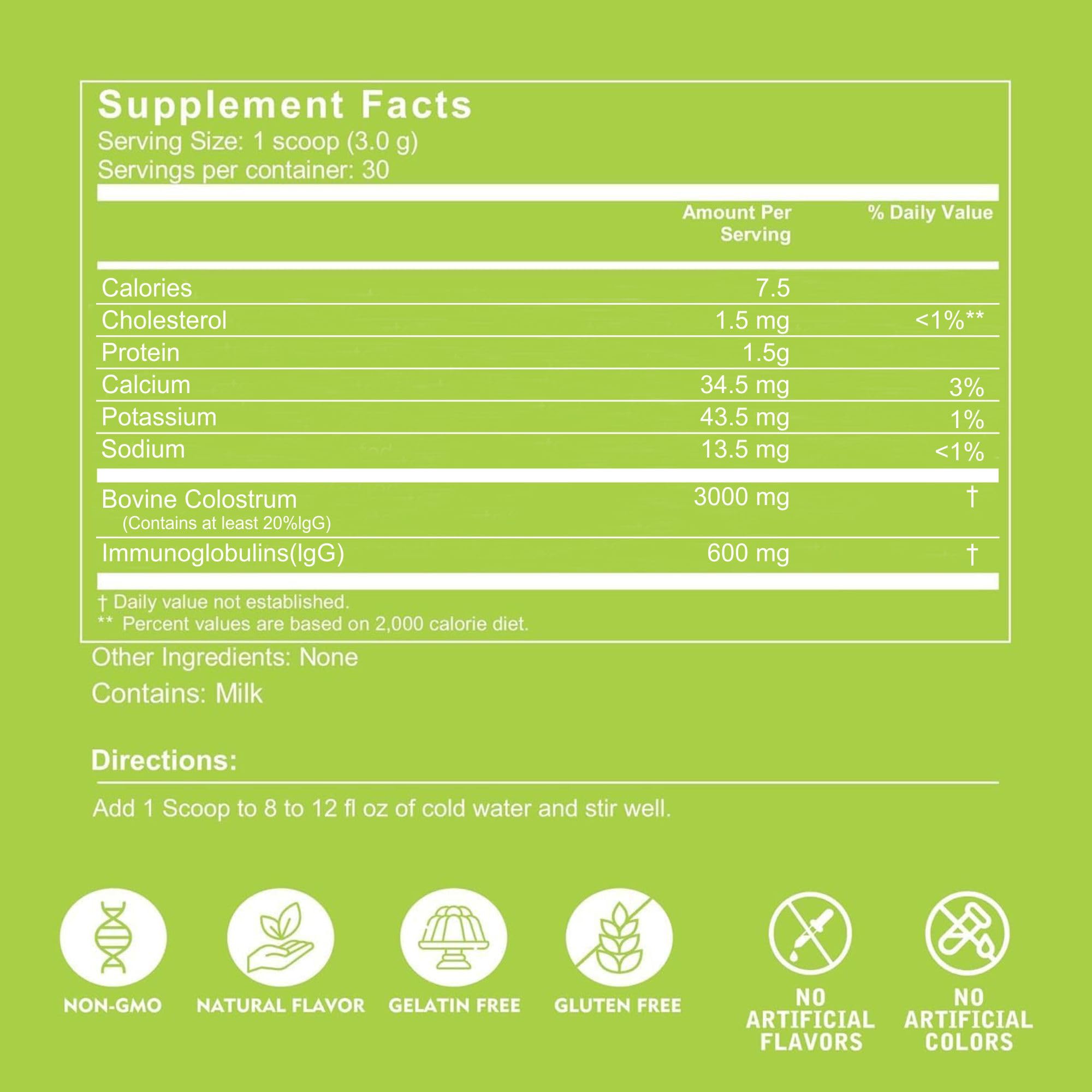 VITINITY Grass Fed Bovine Colostrum Powder for Humans 3000 mg - Natural IgG Colostrum Supplement Gut Health, Immune Support, Muscle Recovery, Wellness | Pure Colostrum Superfood,Unflavored 2 Pack - TrustMedUSA