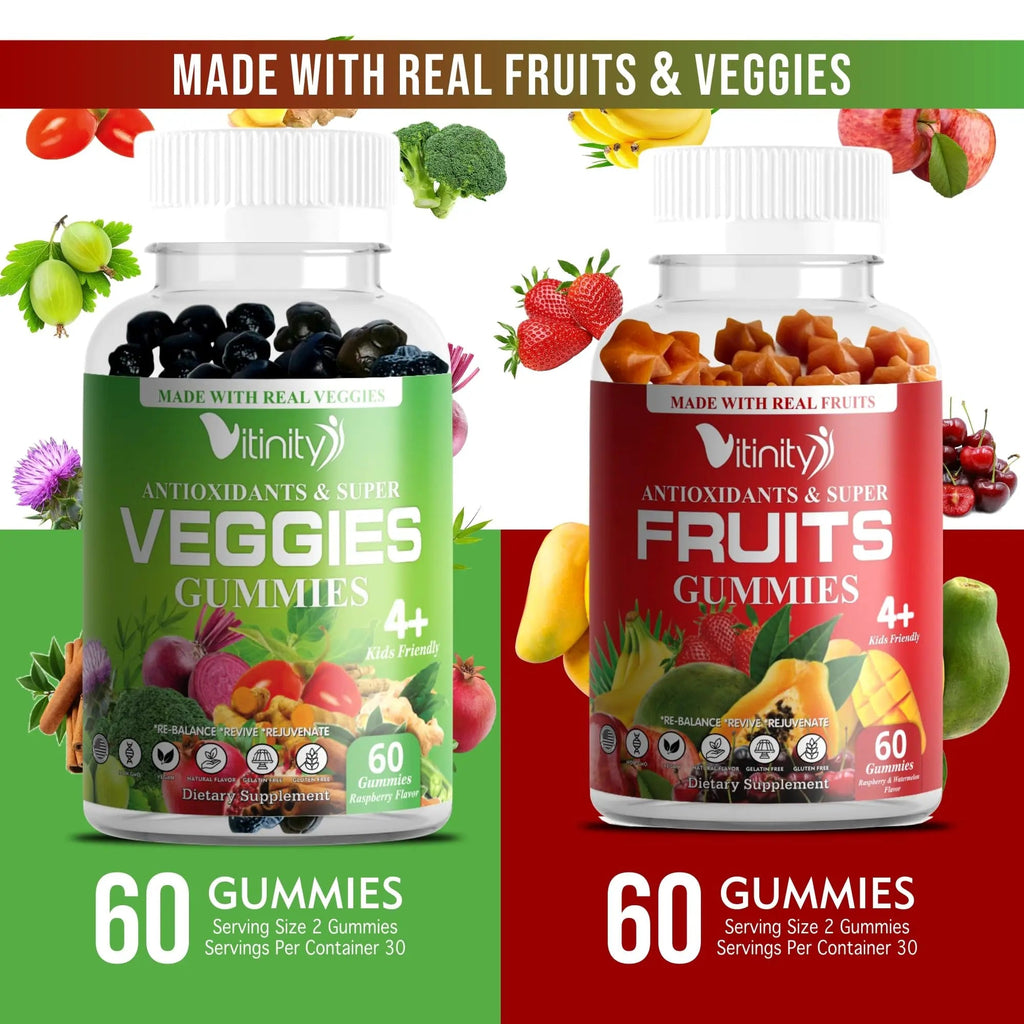 VITINITY Made with Real Fruit-Real Veggie Gummies-Superfood Vegetable Vitamin Sup - TrustMedUSA