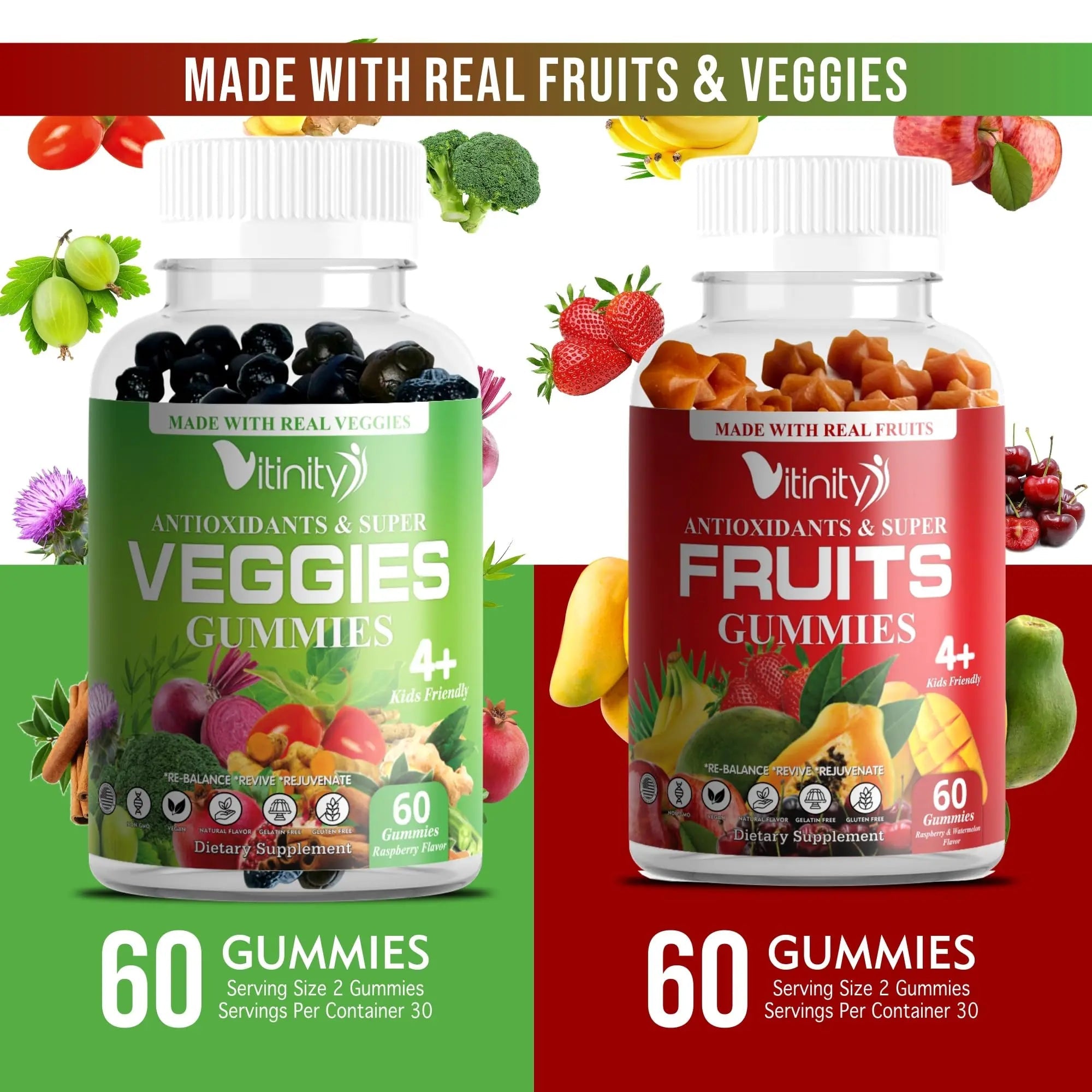 VITINITY Made with Real Fruit-Real Veggie Gummies-Superfood Vegetable Vitamin Sup - TrustMedUSA