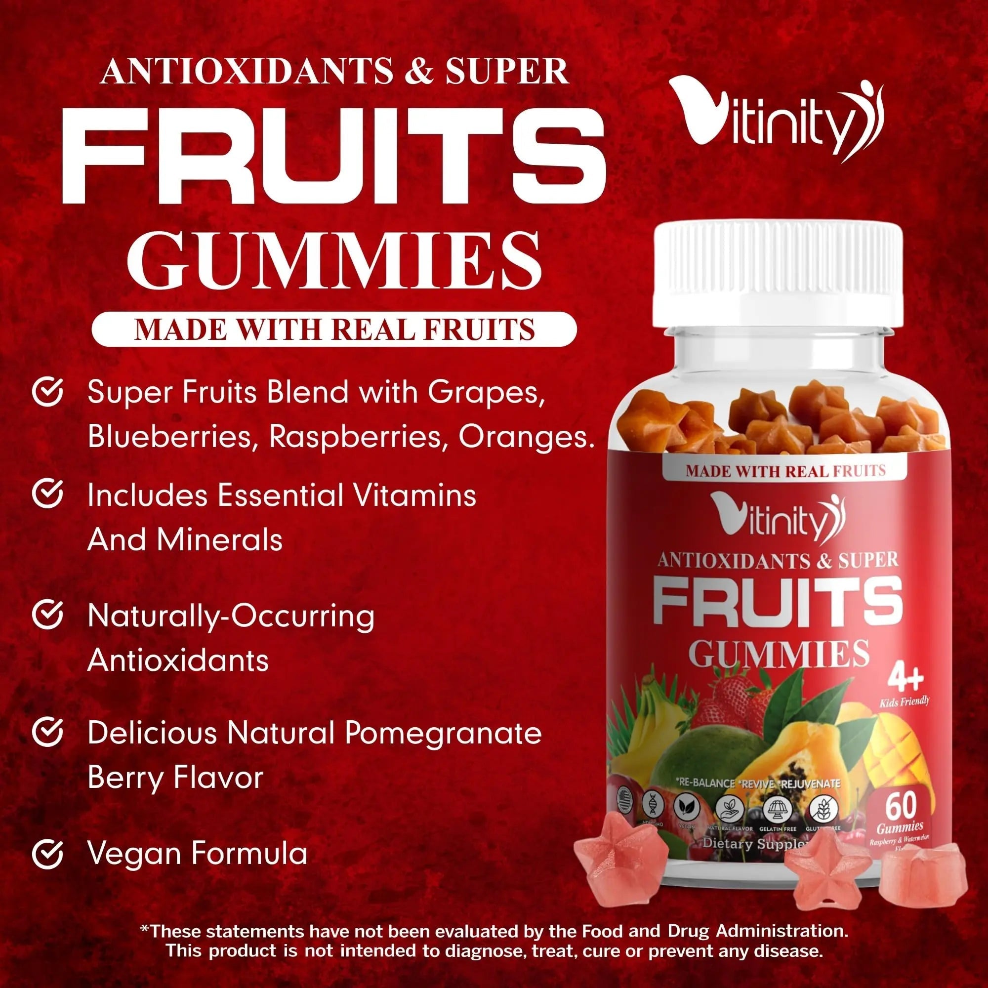 VITINITY Made with Real Fruit-Real Veggie Gummies-Superfood Vegetable Vitamin Sup - TrustMedUSA