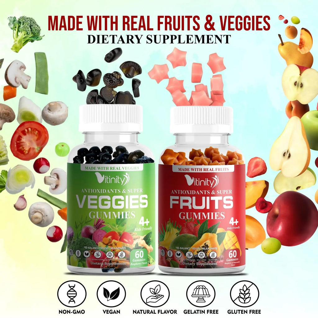 VITINITY Made with Real Fruit-Real Veggie Gummies-Superfood Vegetable Vitamin Sup - TrustMedUSA