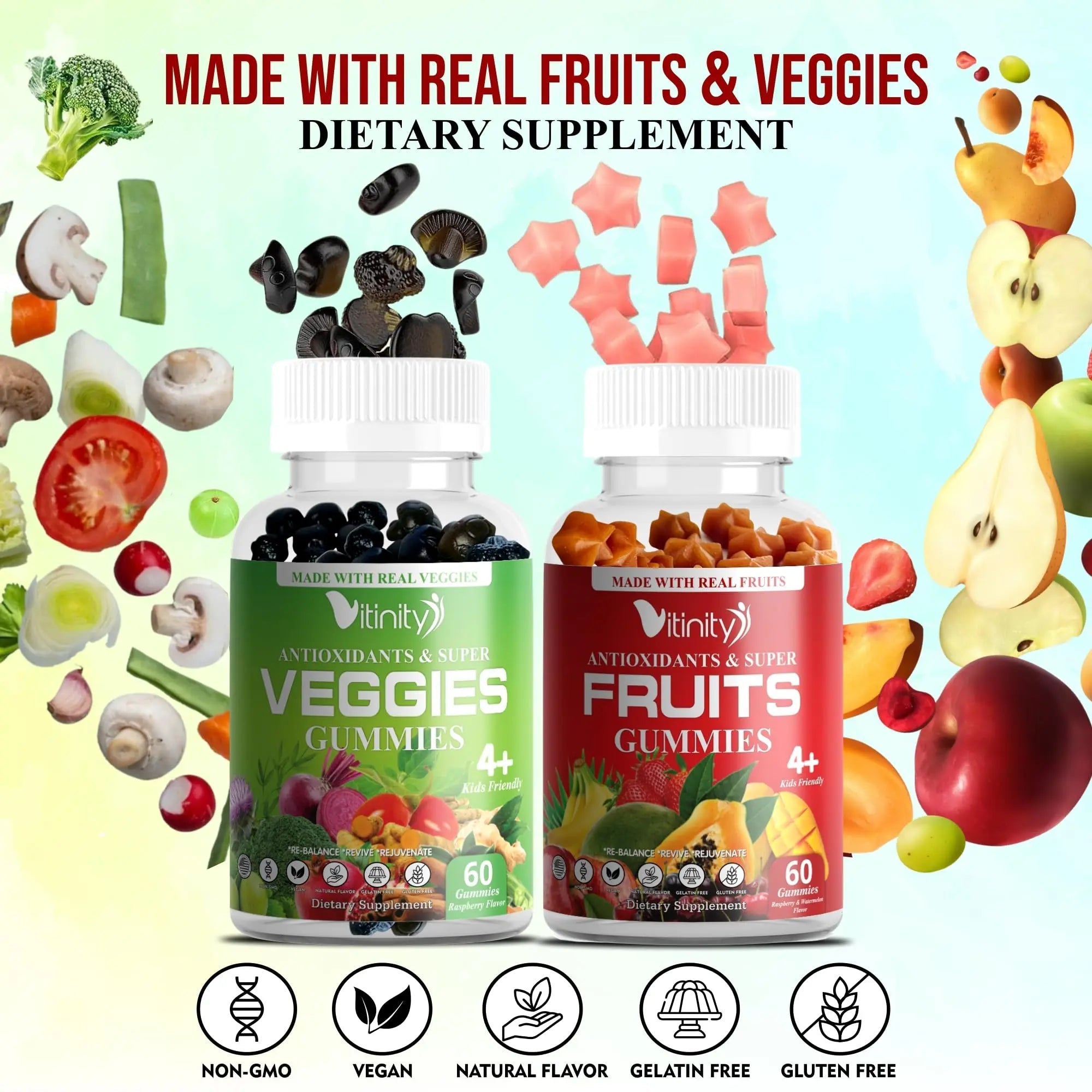 VITINITY Made with Real Fruit-Real Veggie Gummies-Superfood Vegetable Vitamin Sup - TrustMedUSA